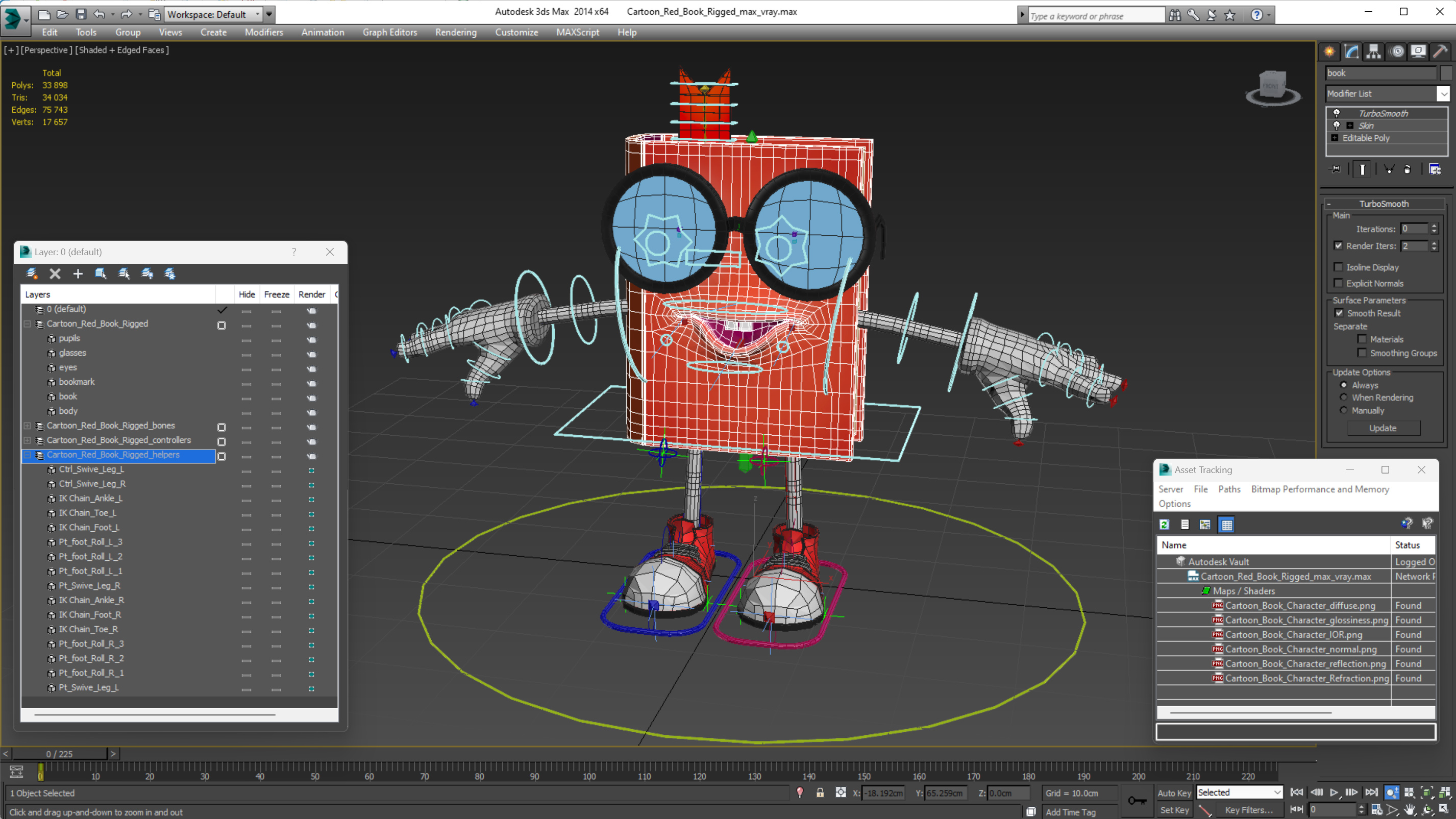 Cartoon Red Book Rigged for Maya 3D