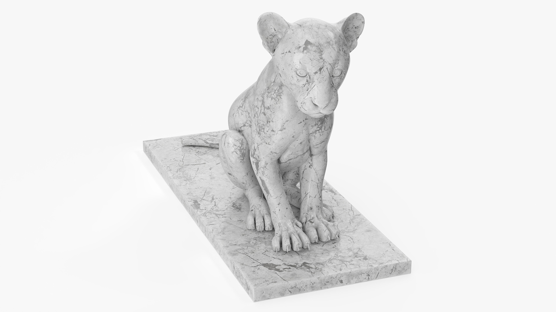 3D Marble Statue of Leopard Cub model