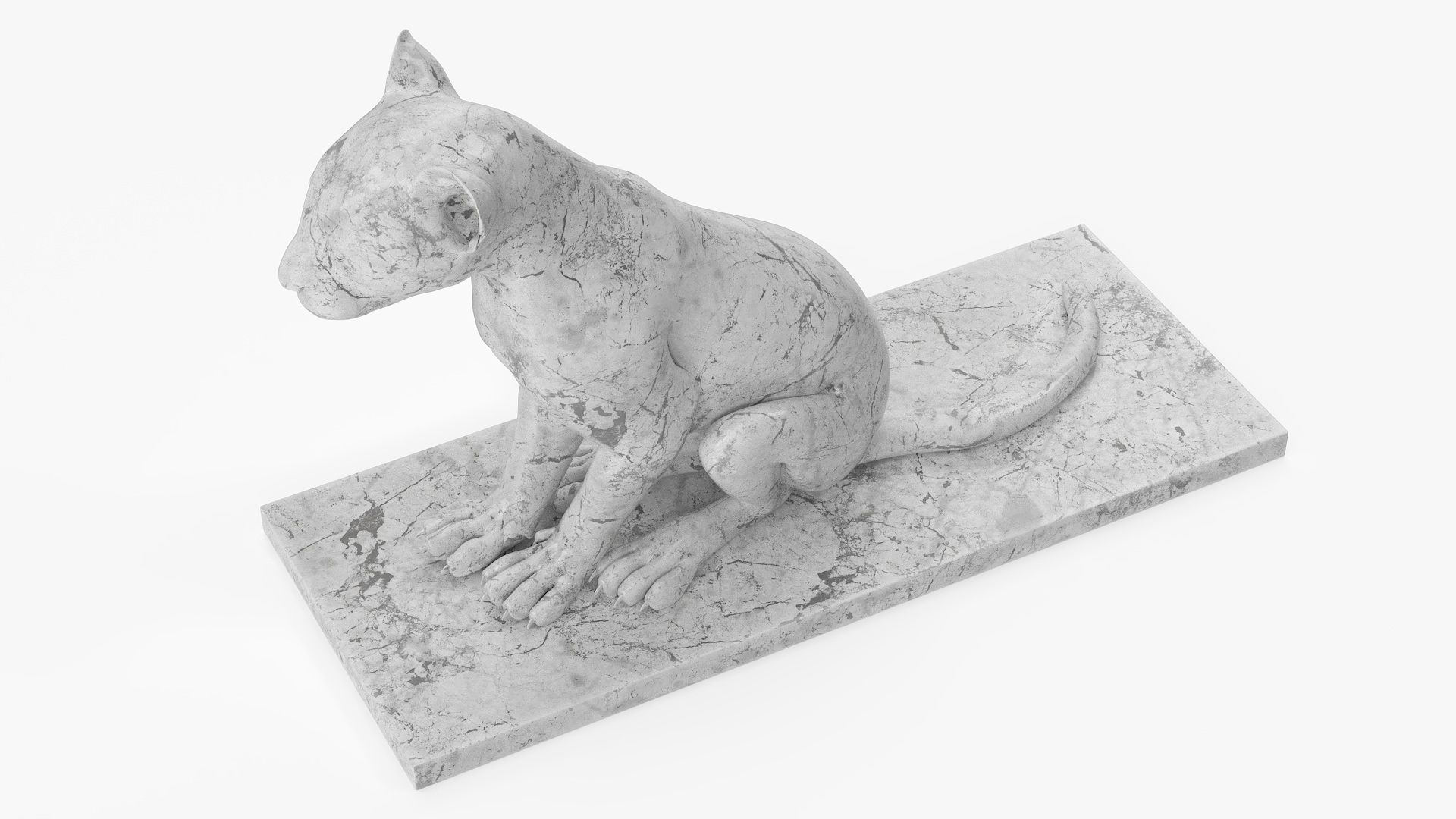 3D Marble Statue of Leopard Cub model