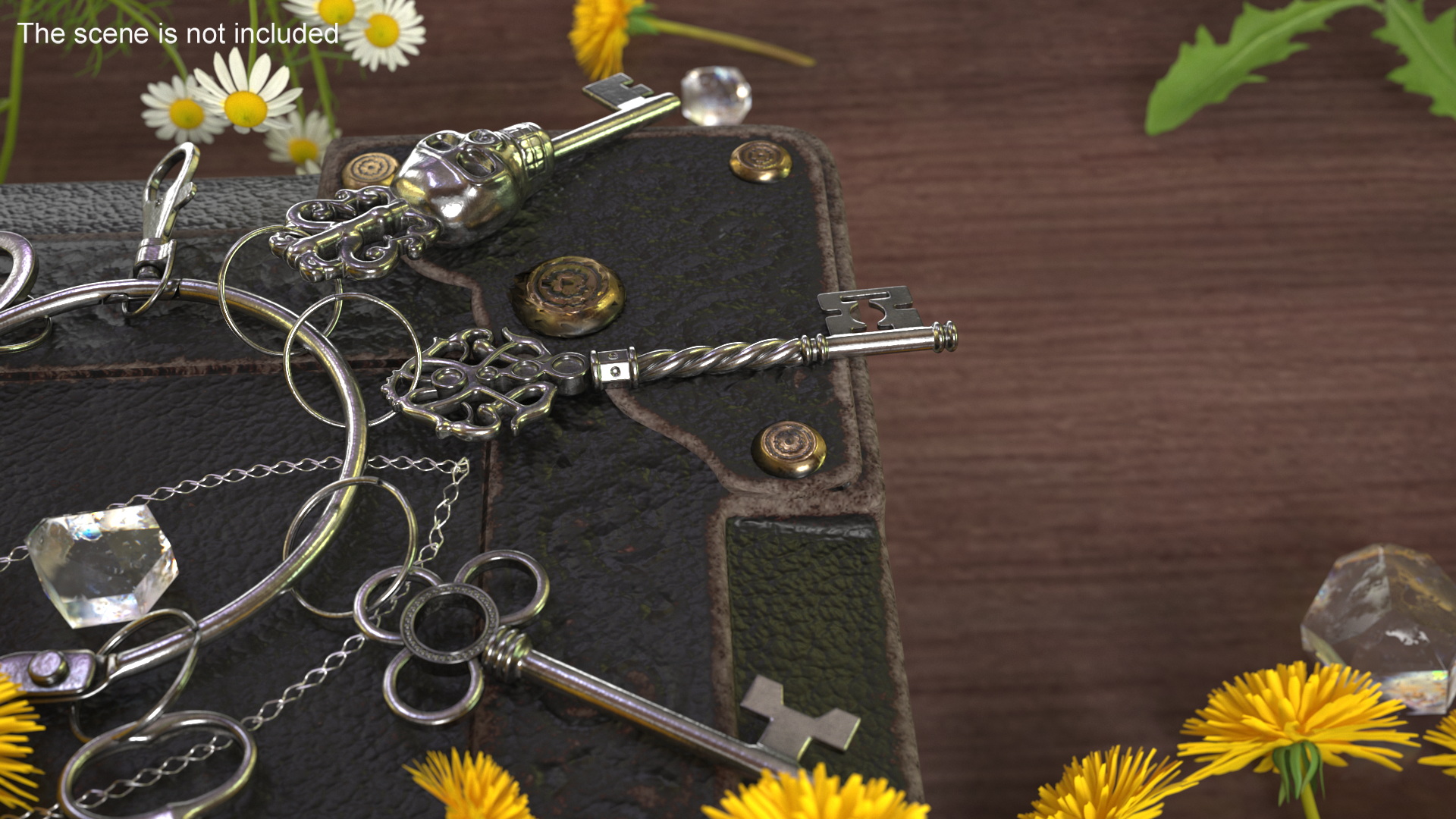 Historical Keys Ring Silver 3D