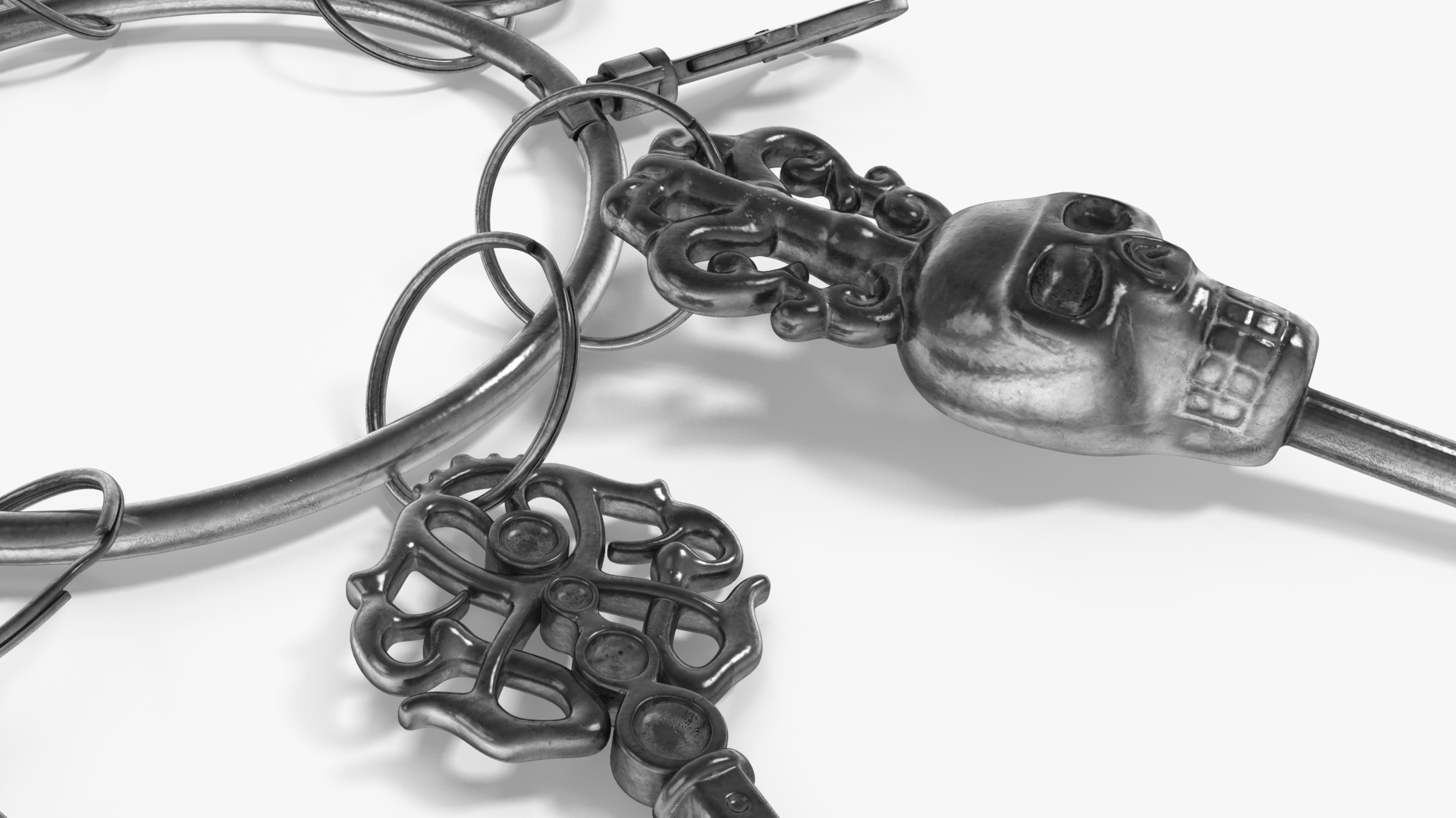 Historical Keys Ring Silver 3D