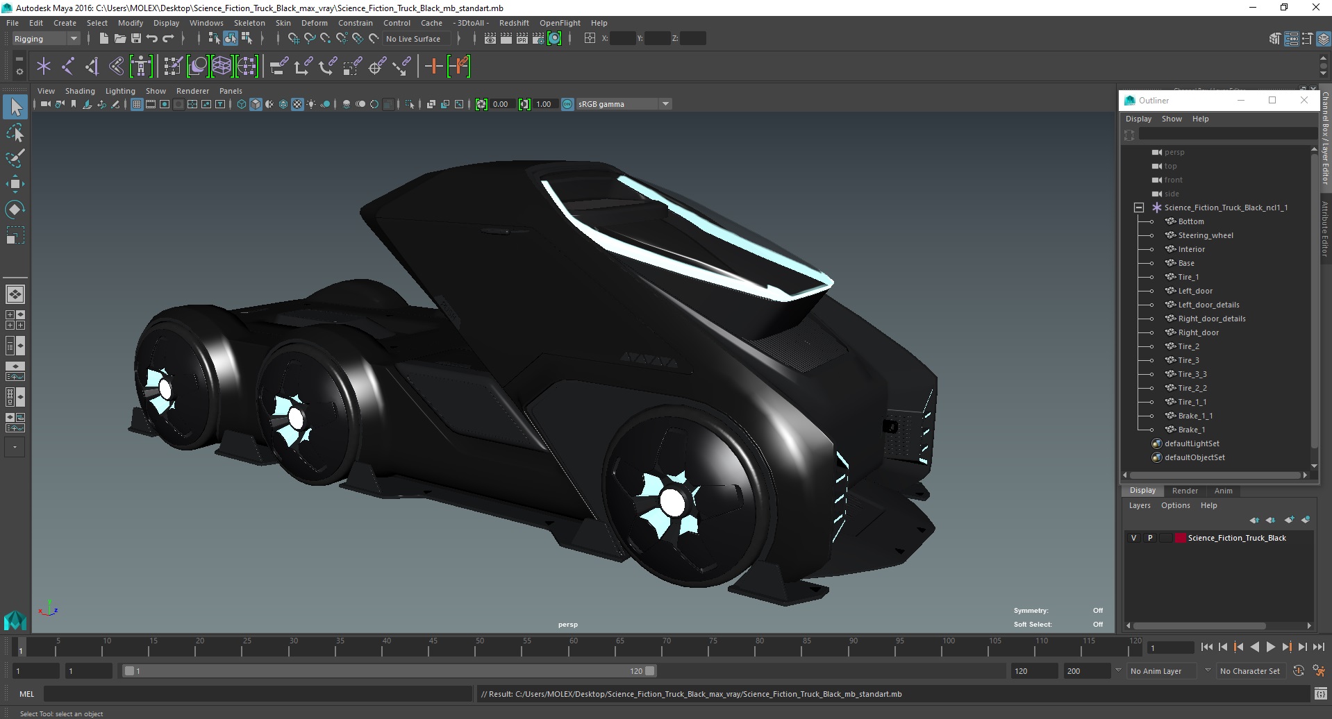 Science Fiction Truck Black 3D