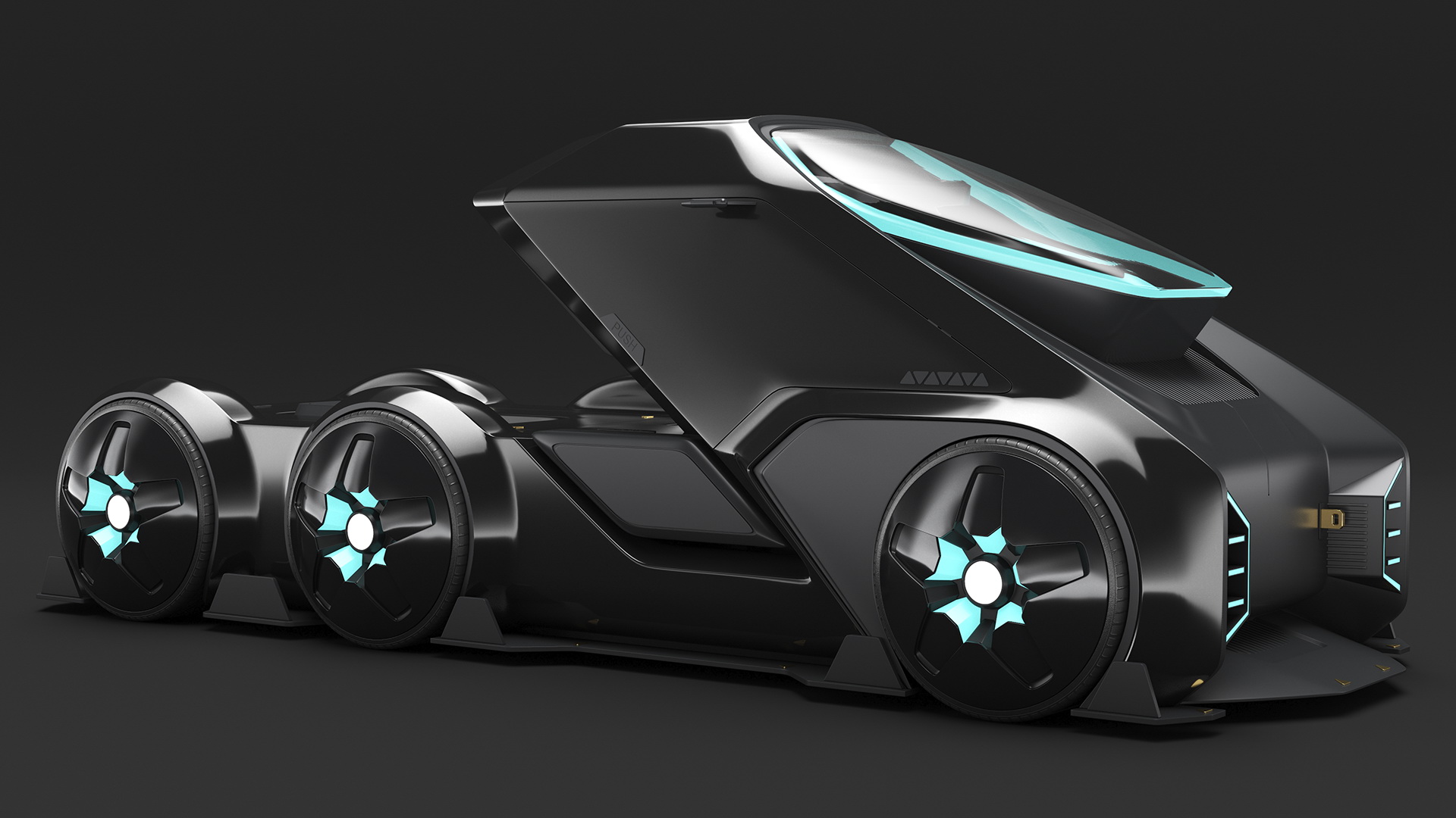 Science Fiction Truck Black 3D