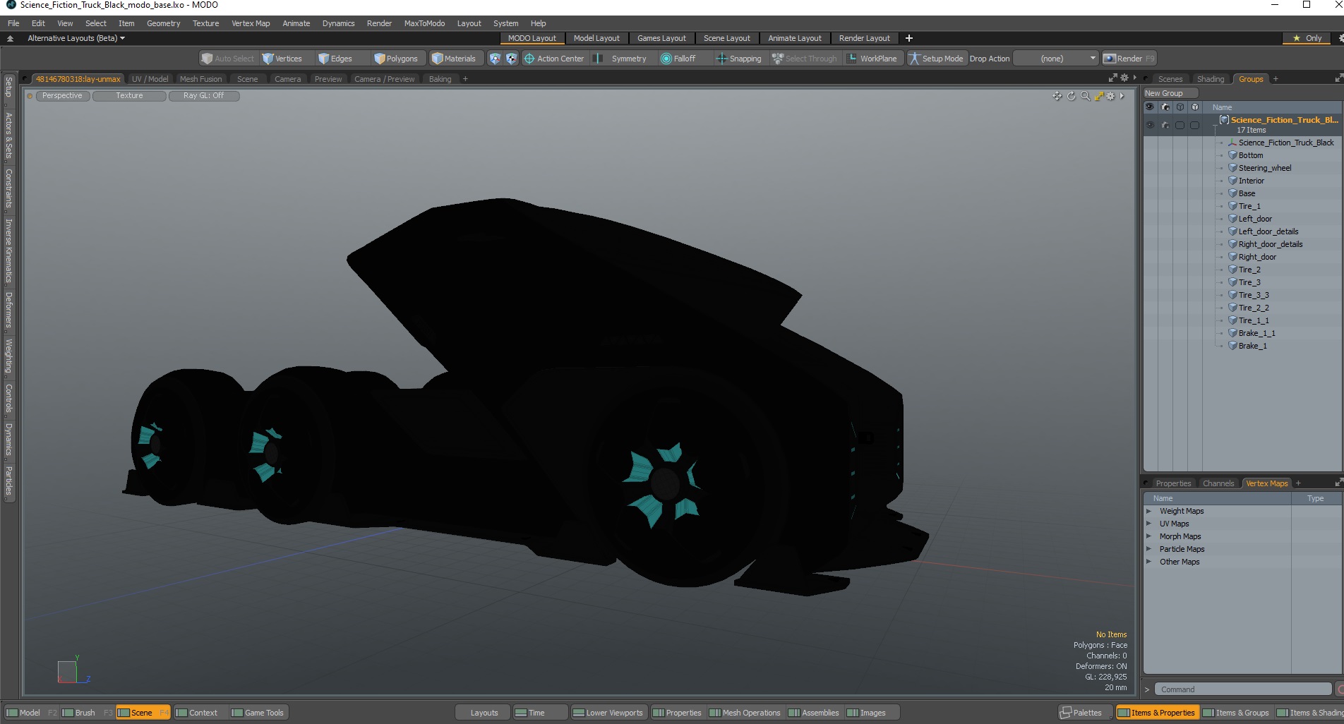 Science Fiction Truck Black 3D
