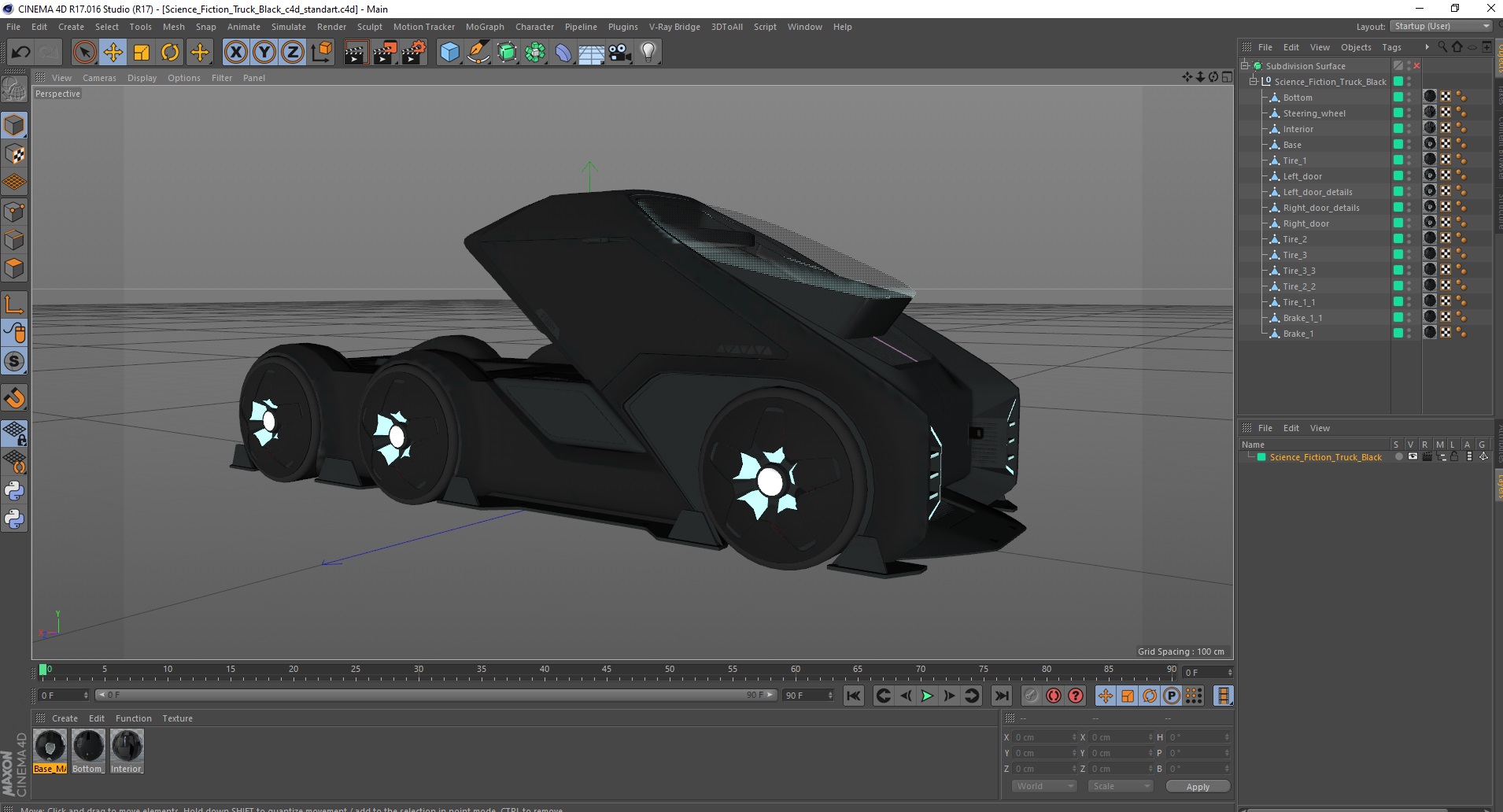 Science Fiction Truck Black 3D