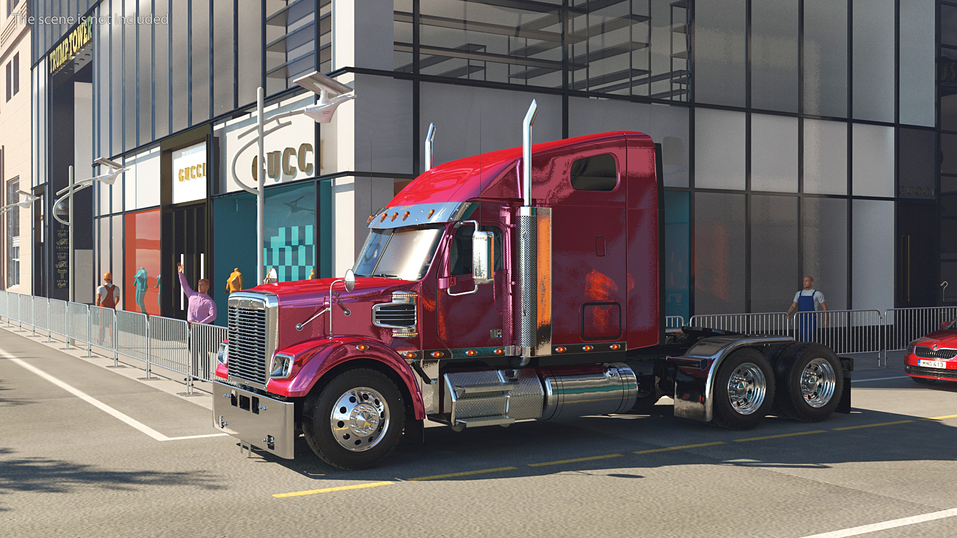 3D Heavy Duty Long Hood Truck Rigged model