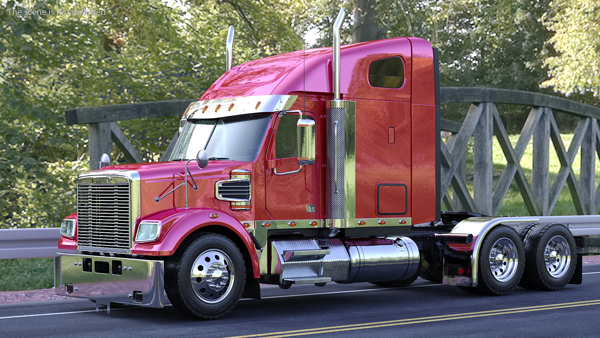 3D Heavy Duty Long Hood Truck Rigged model