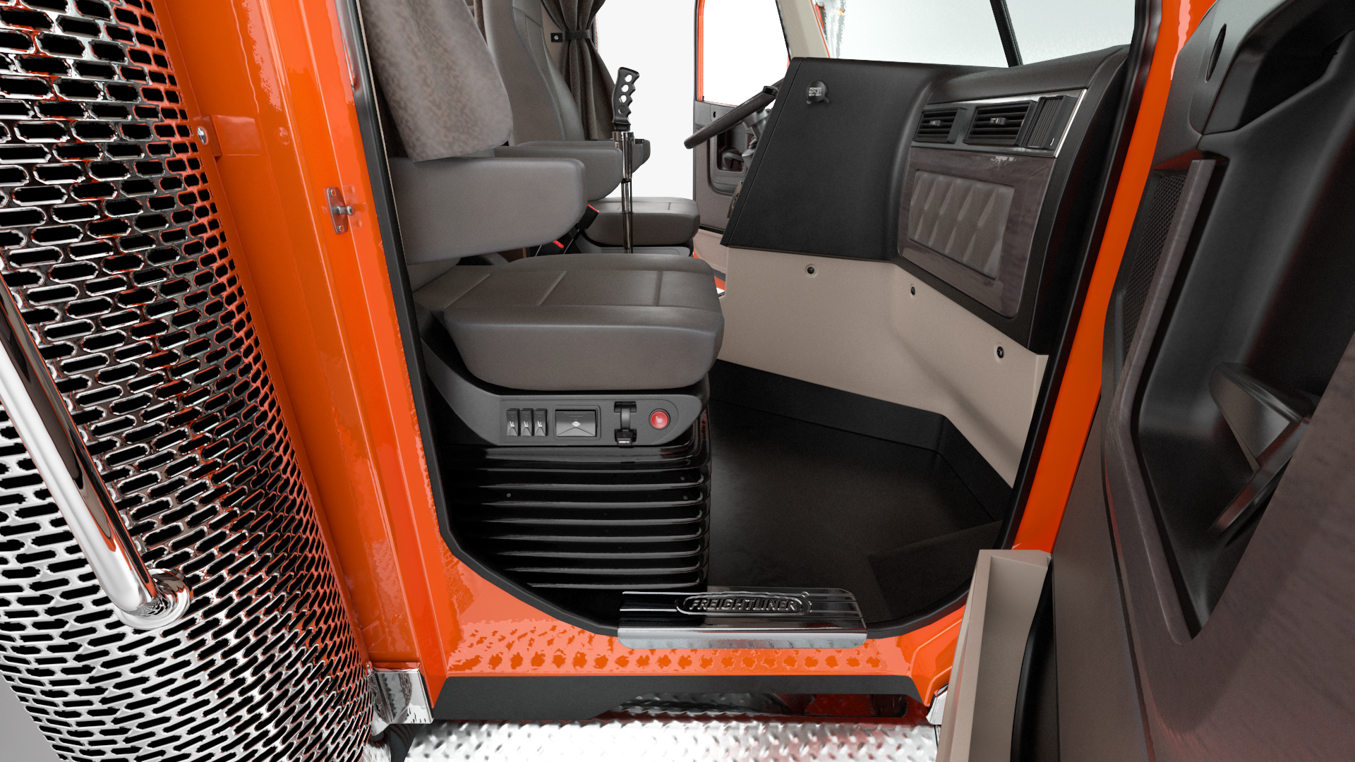 3D Freightliner Truck with Logging Trailer Rigged