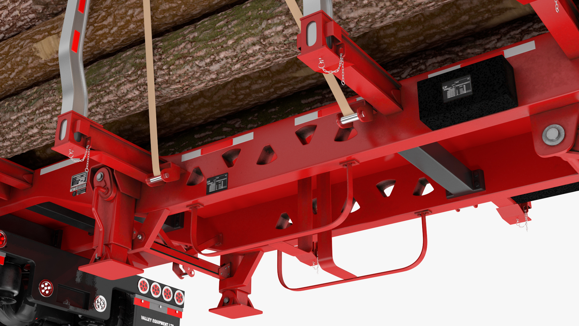 3D Freightliner Truck with Logging Trailer Rigged