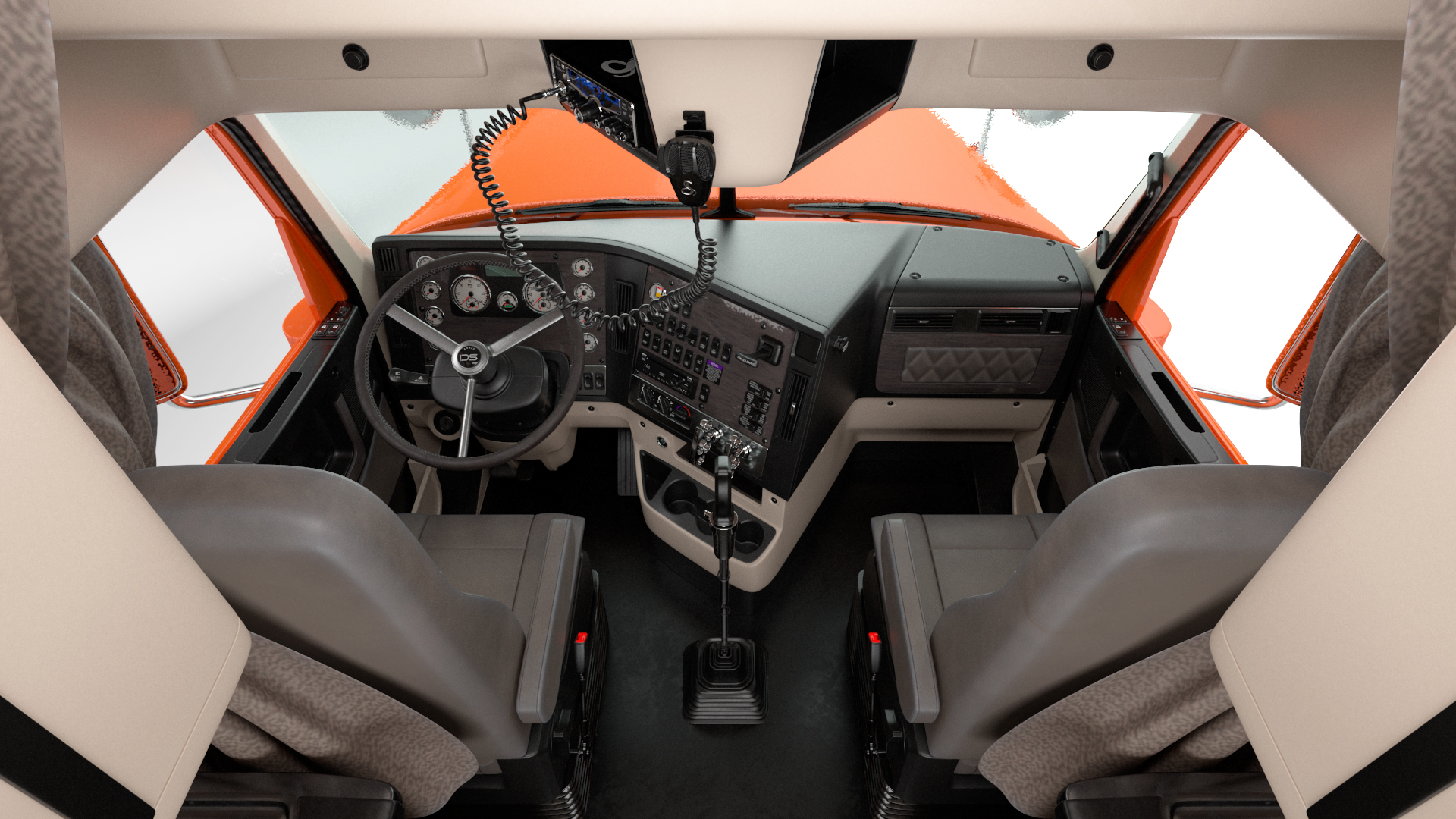 3D Freightliner Truck with Logging Trailer Rigged