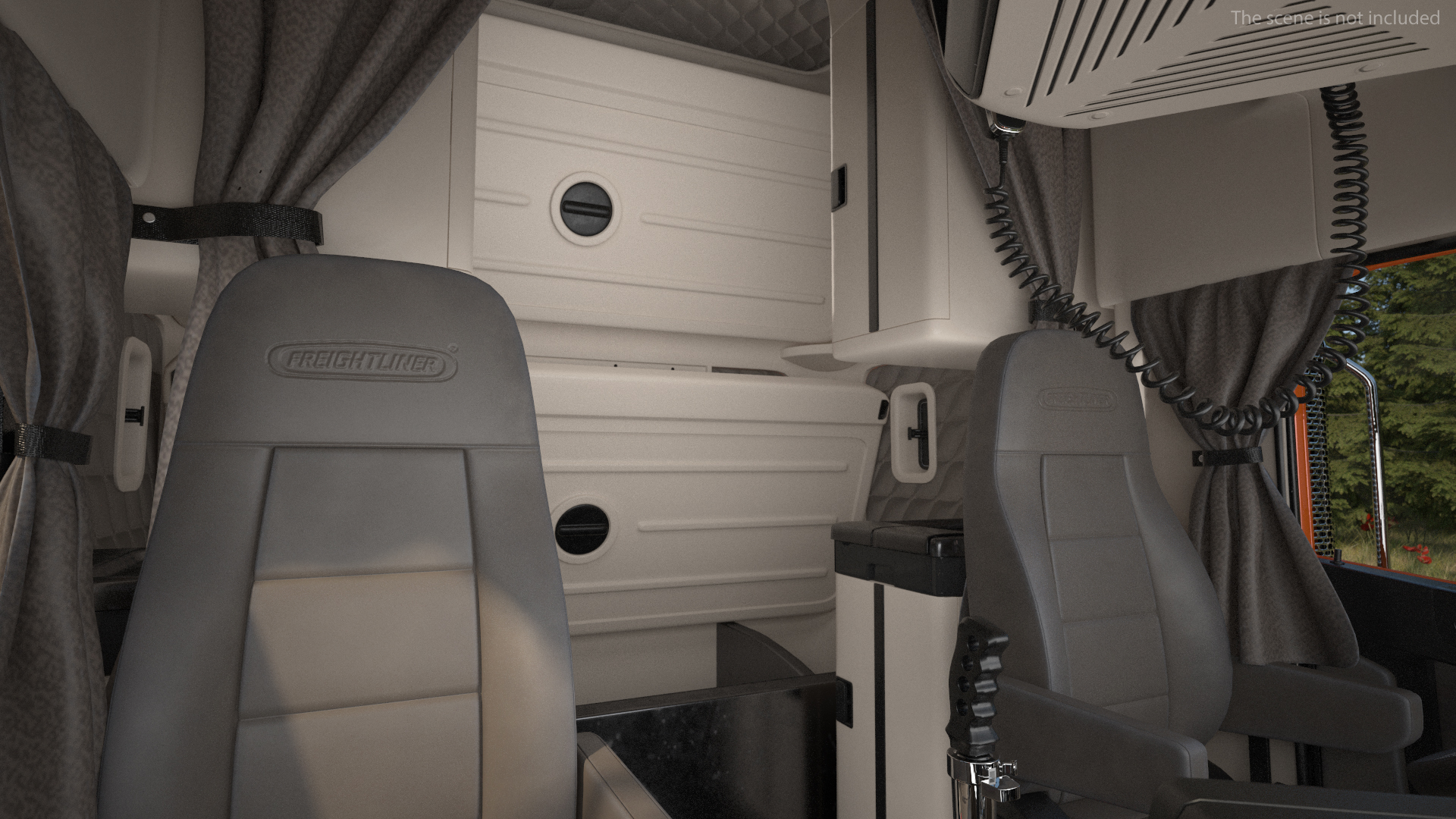 3D Freightliner Truck with Logging Trailer Rigged
