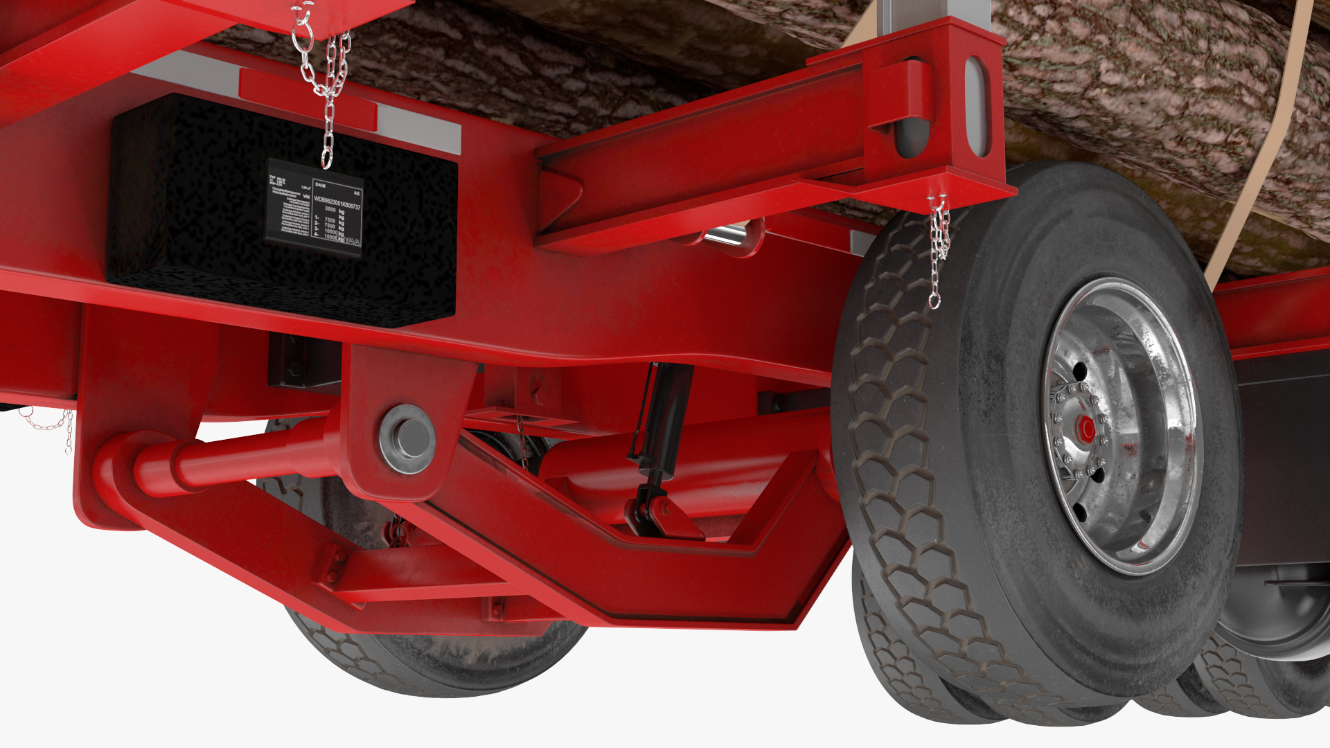 3D Freightliner Truck with Logging Trailer Rigged