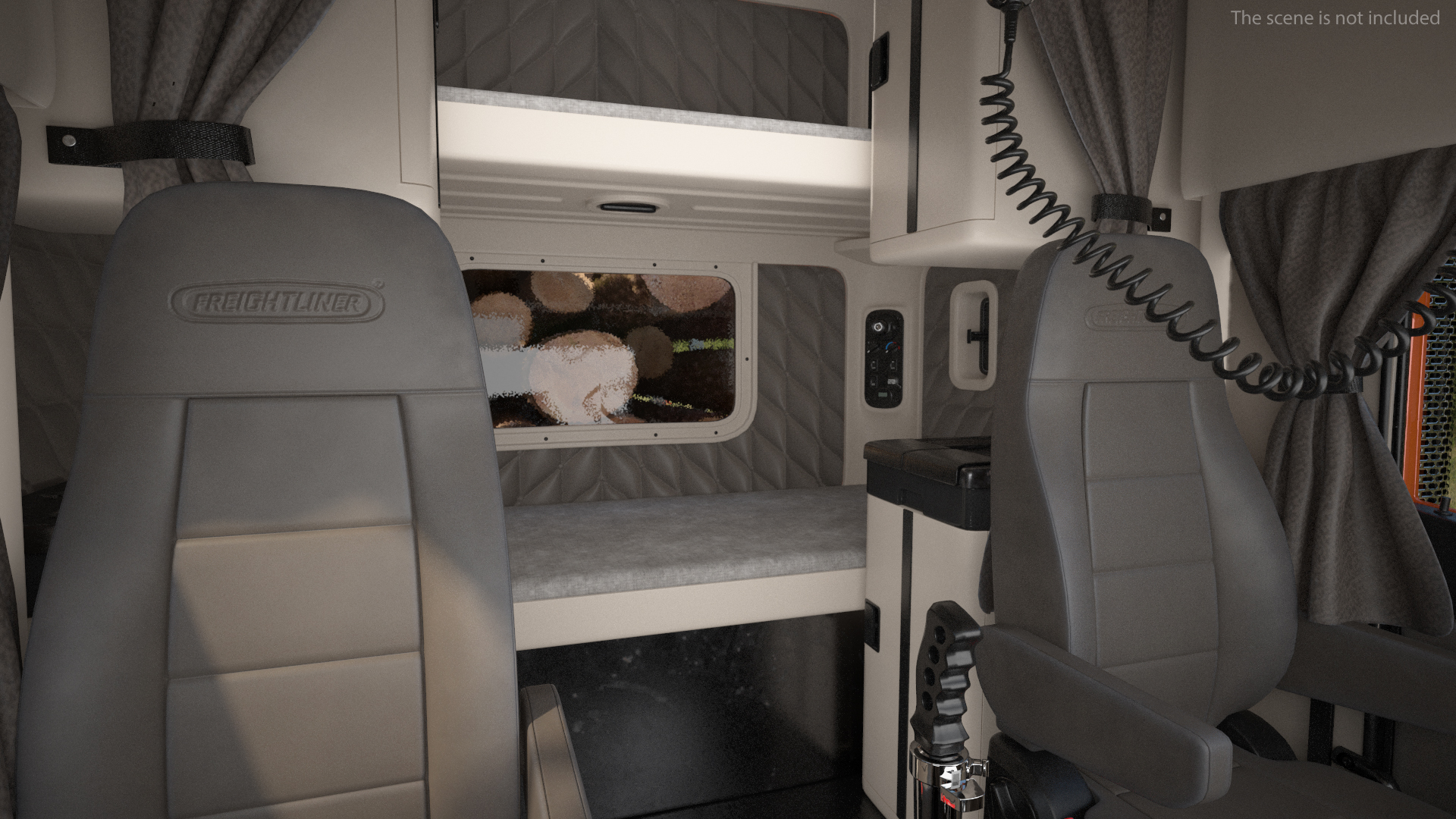3D Freightliner Truck with Logging Trailer Rigged