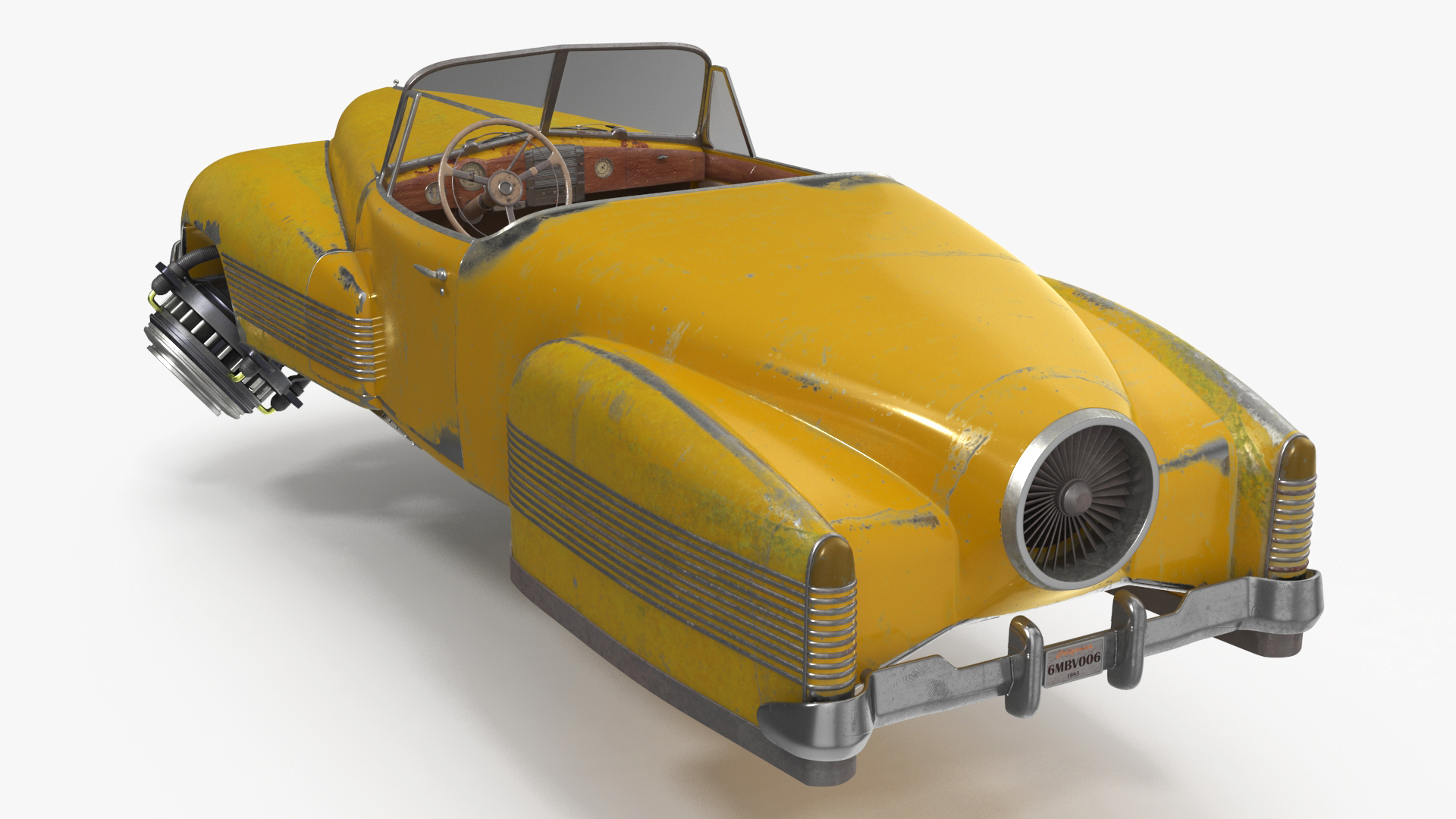 Futuristic Aerocar Yellow Old 3D model