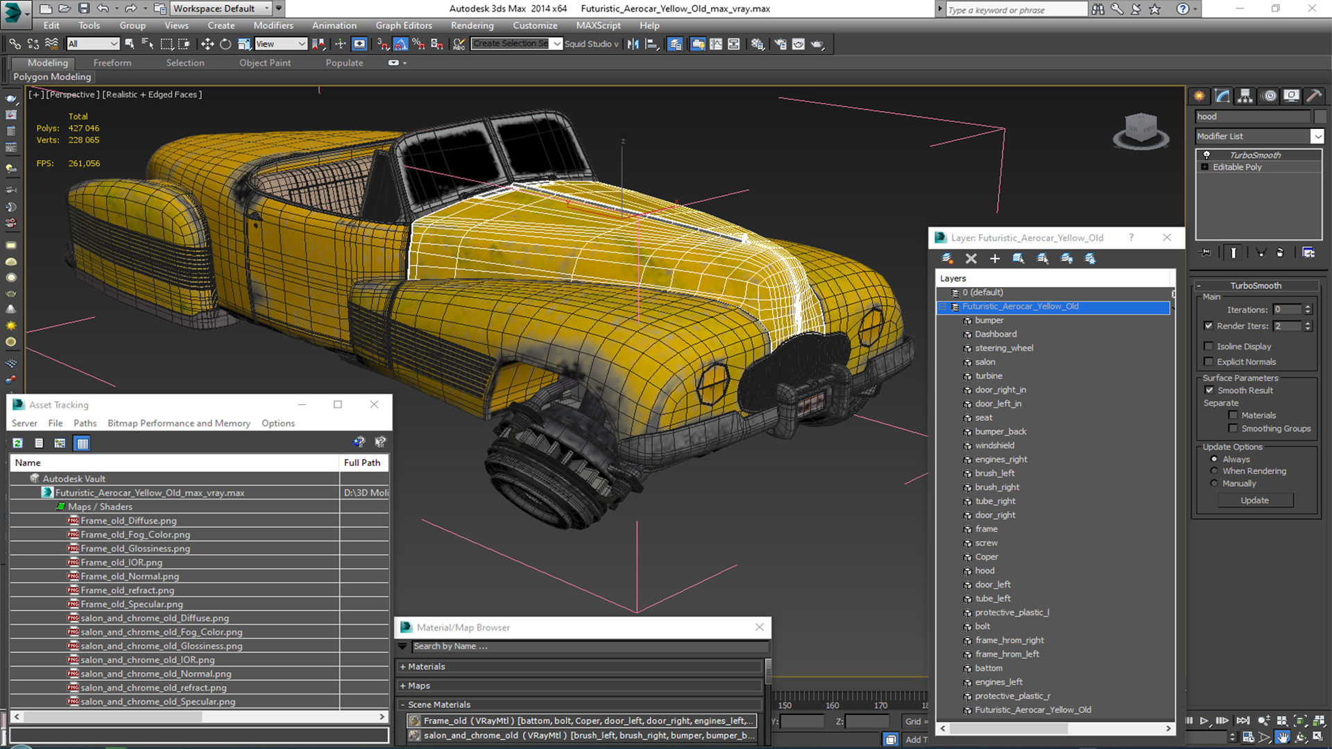 Futuristic Aerocar Yellow Old 3D model