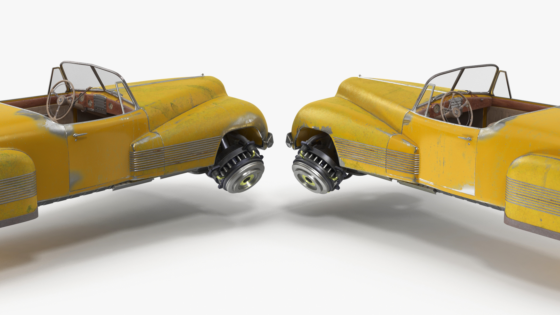 Futuristic Aerocar Yellow Old 3D model