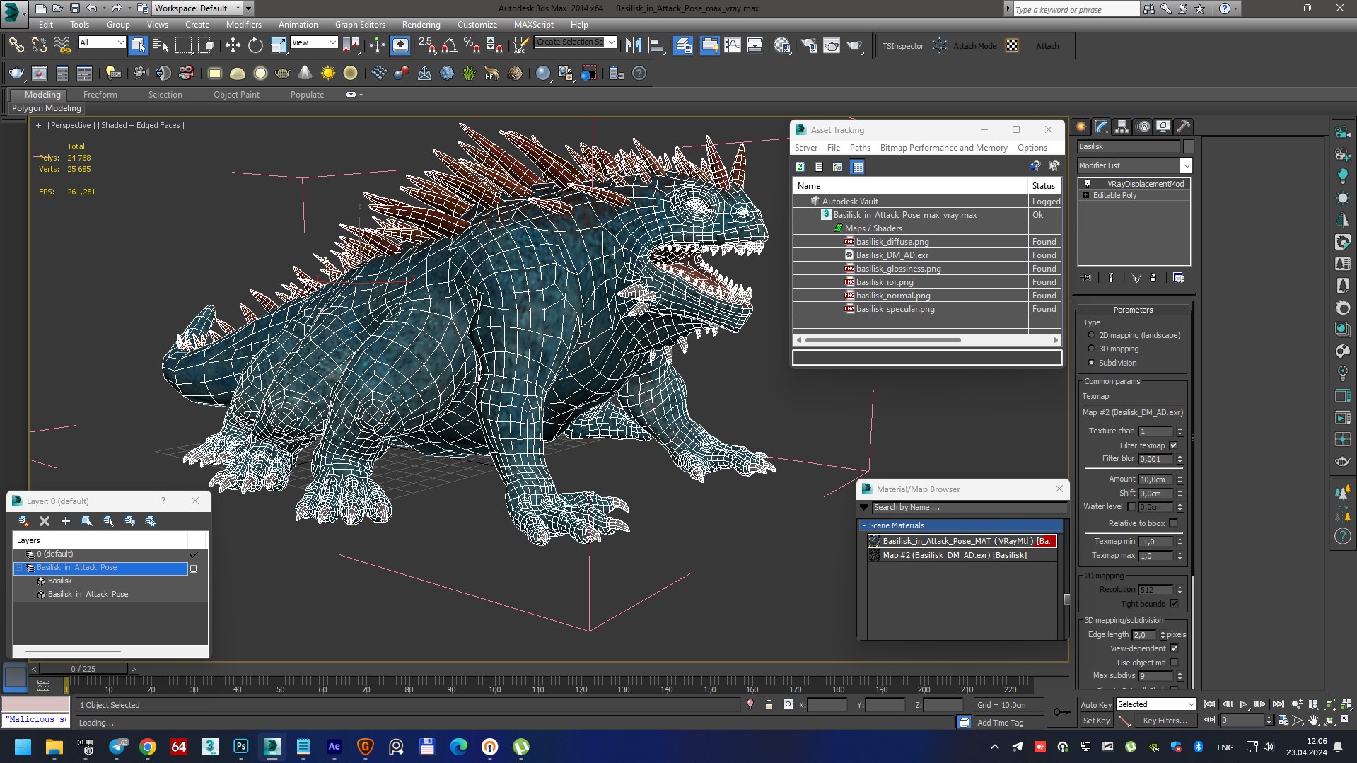 3D Basilisk in Attack Pose model