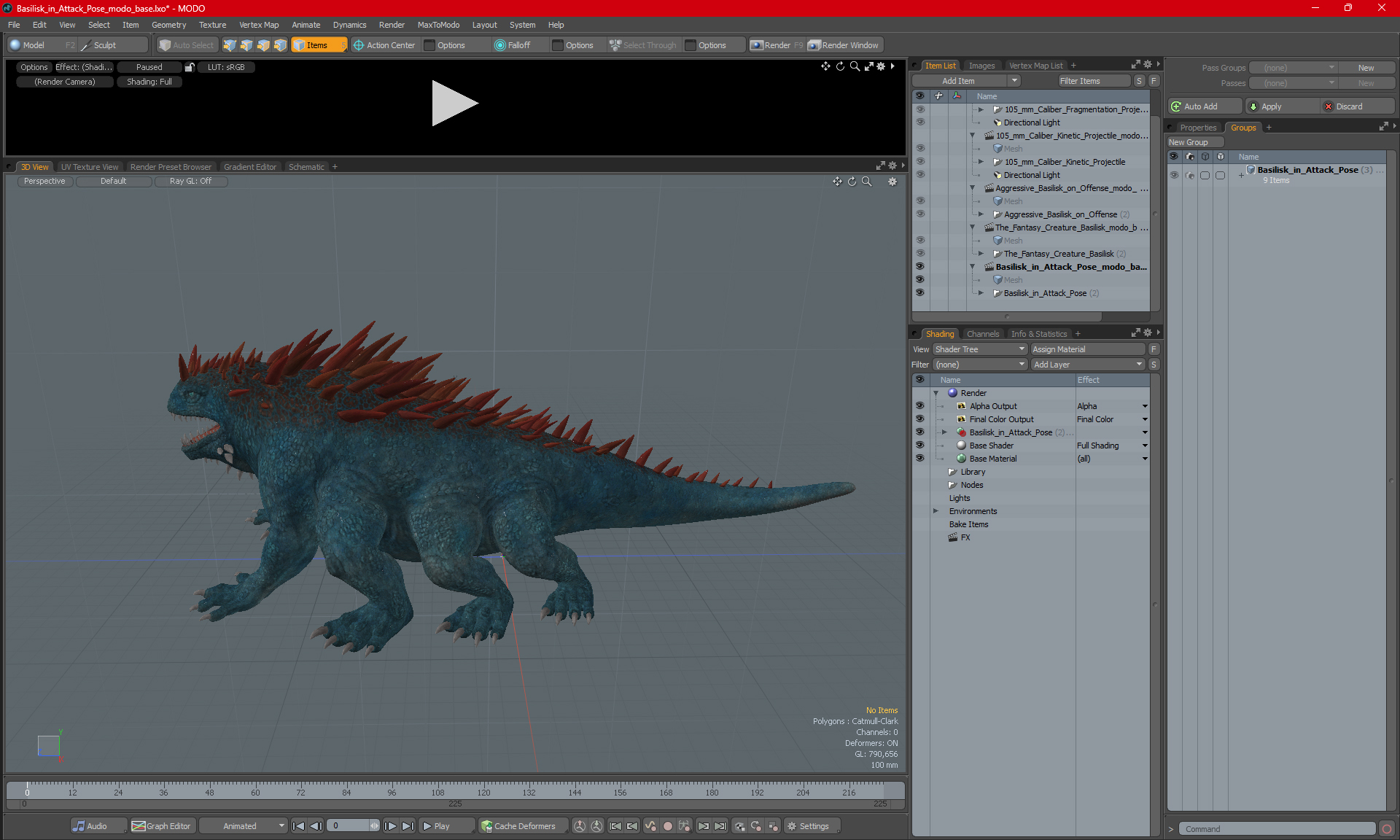 3D Basilisk in Attack Pose model