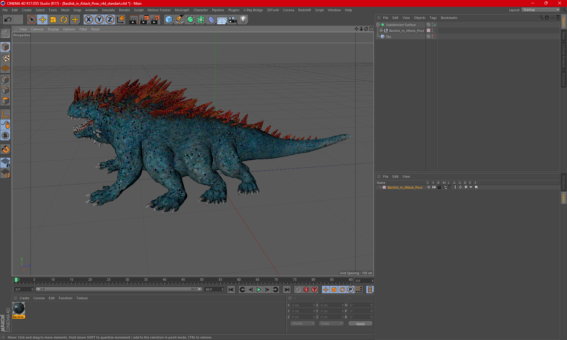 3D Basilisk in Attack Pose model