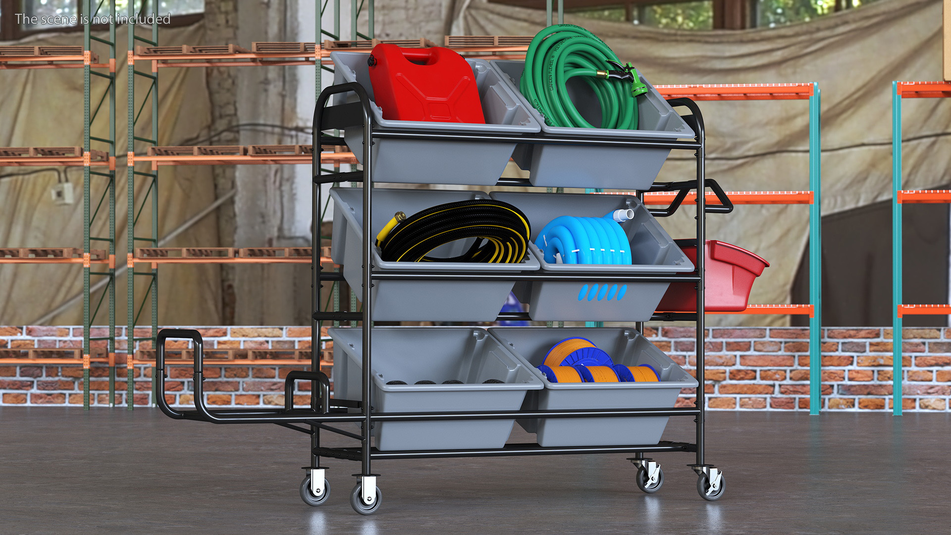 Tote Picking Cart with Equipment 3D