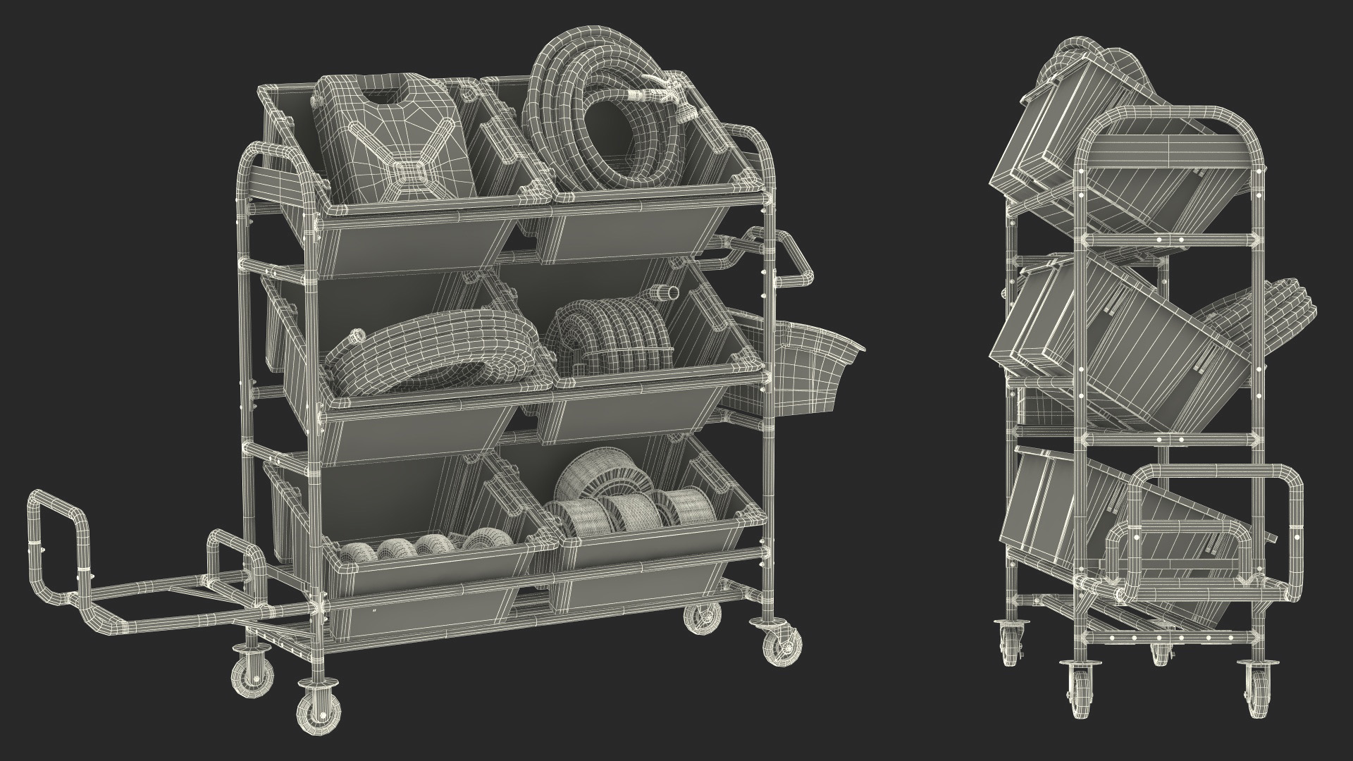 Tote Picking Cart with Equipment 3D