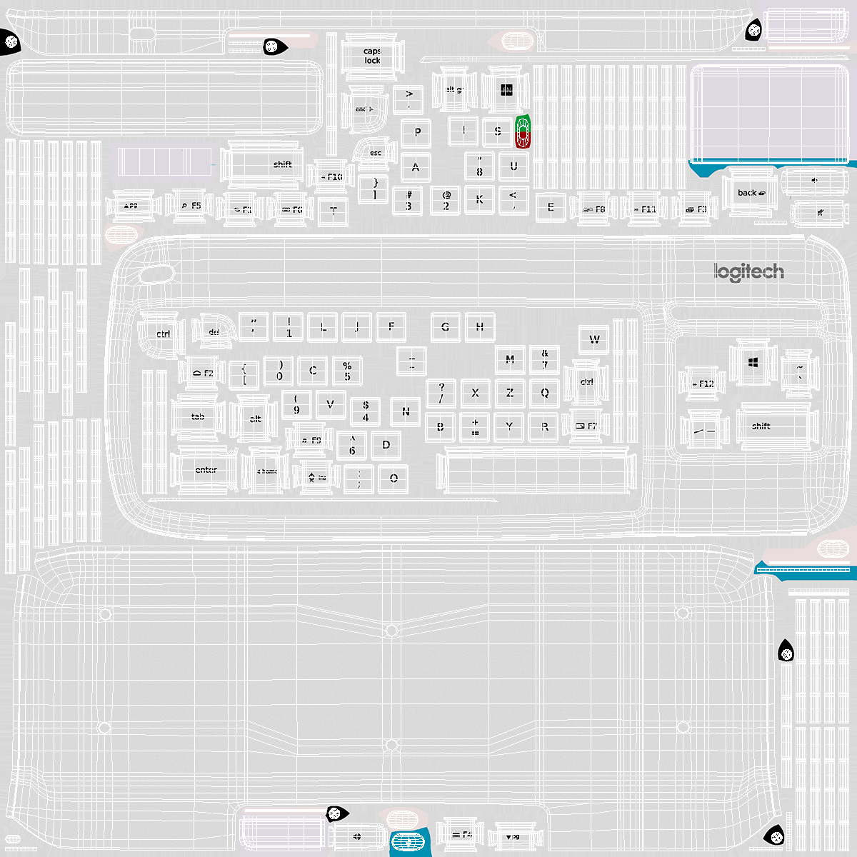 3D Logitech Keyboard K400 White model
