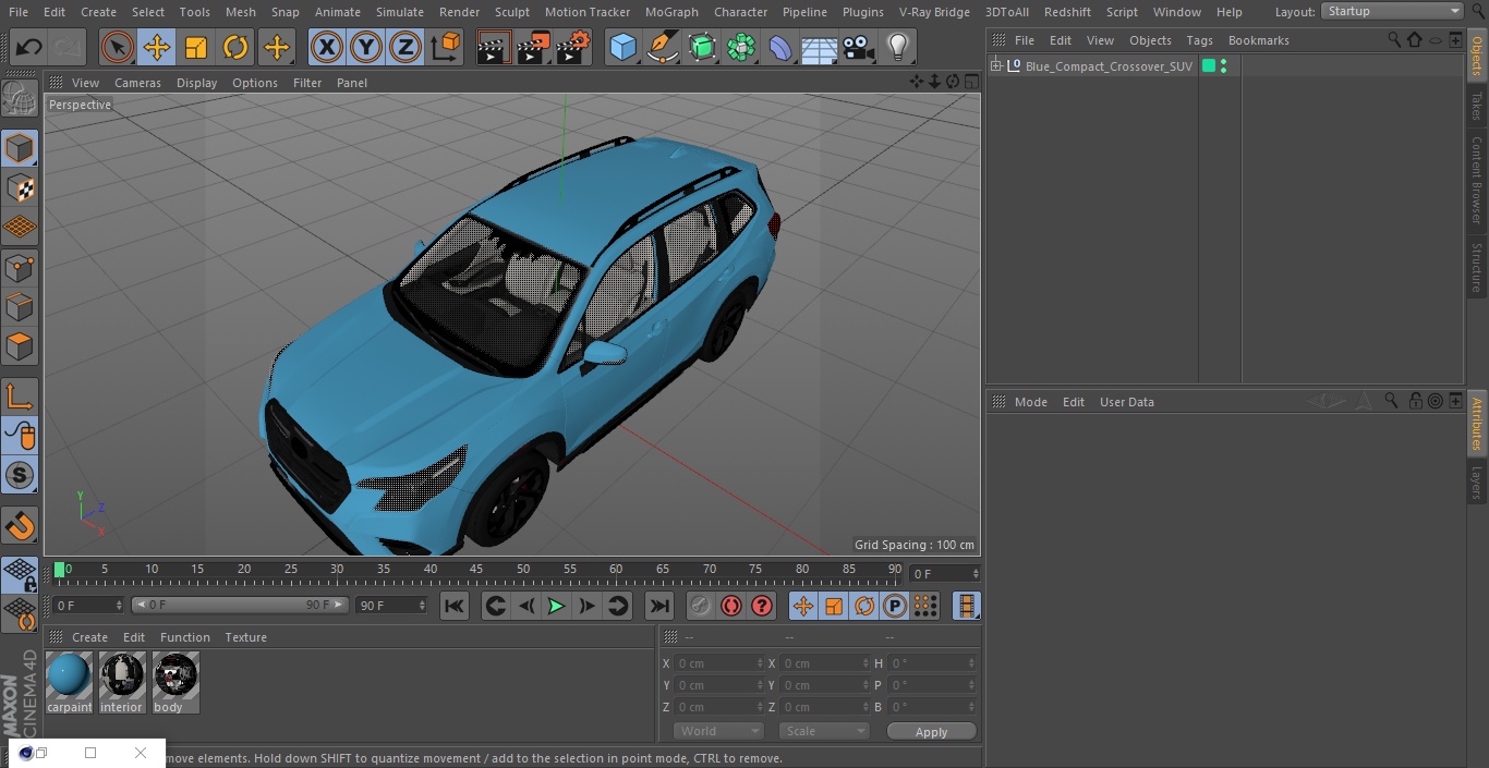 3D Blue Compact Crossover SUV