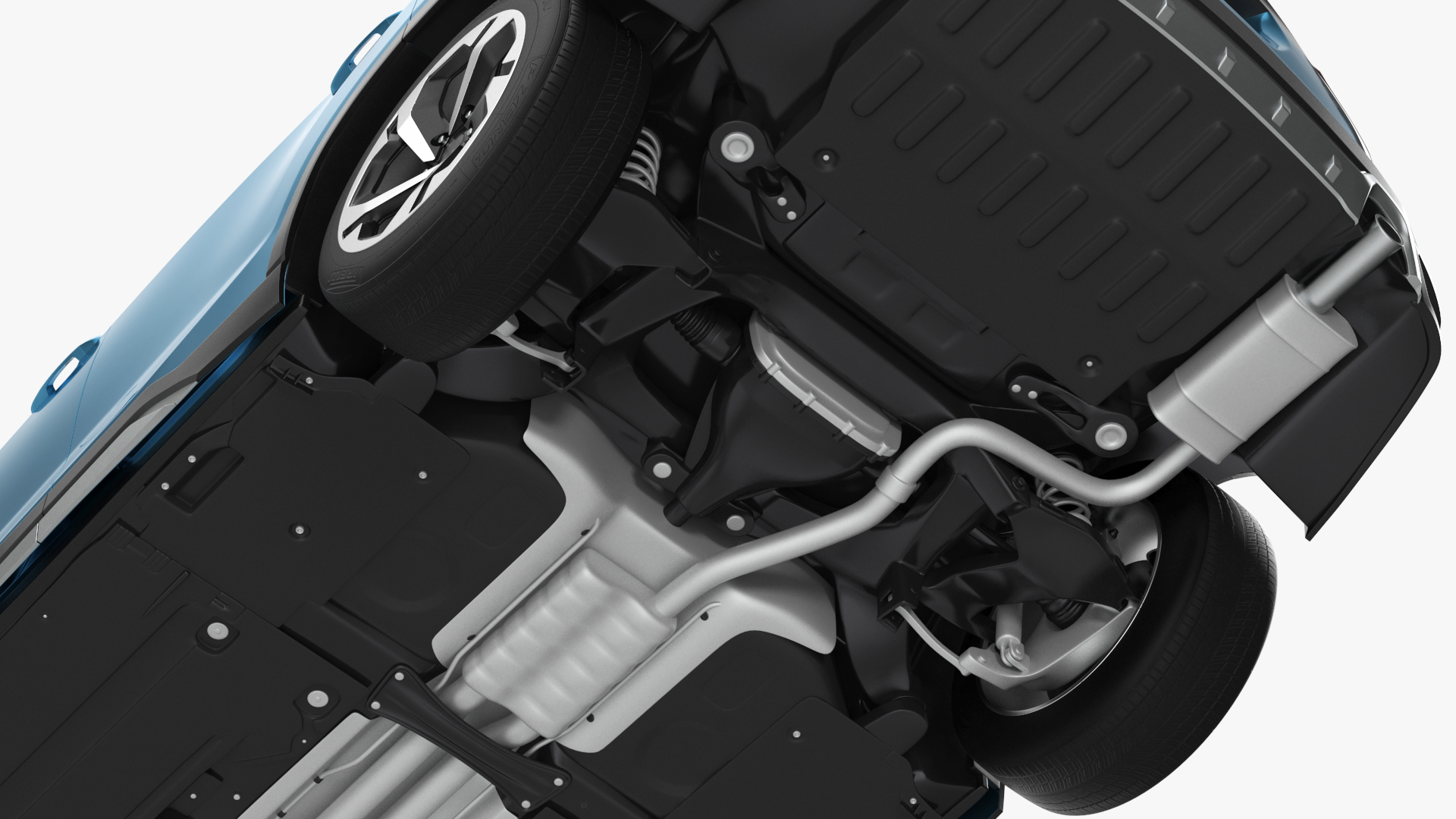 3D Blue Compact Crossover SUV
