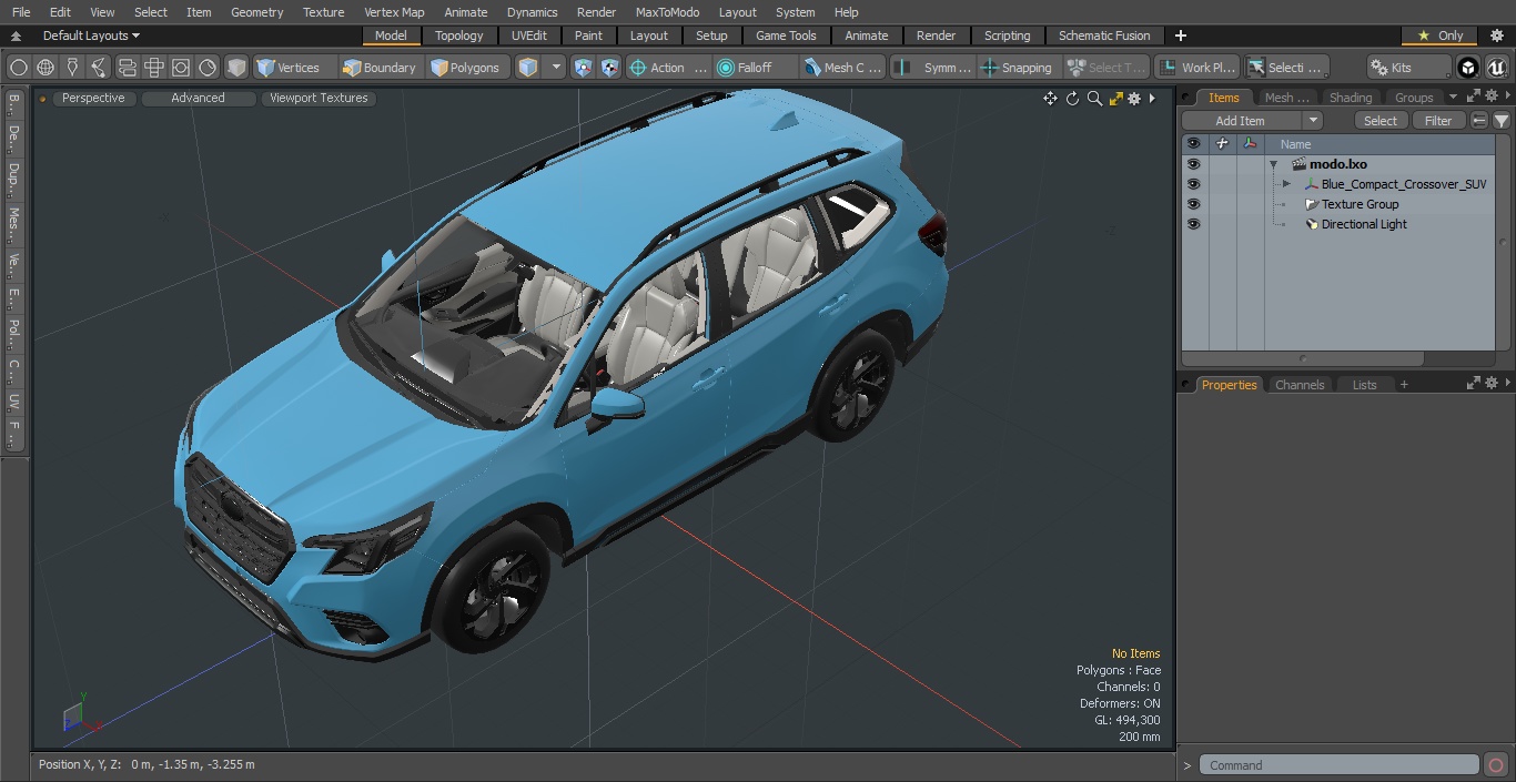 3D Blue Compact Crossover SUV