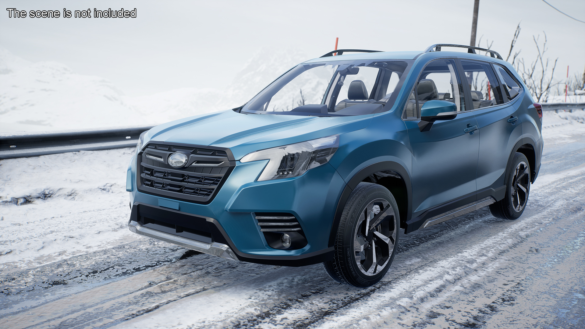 3D Blue Compact Crossover SUV