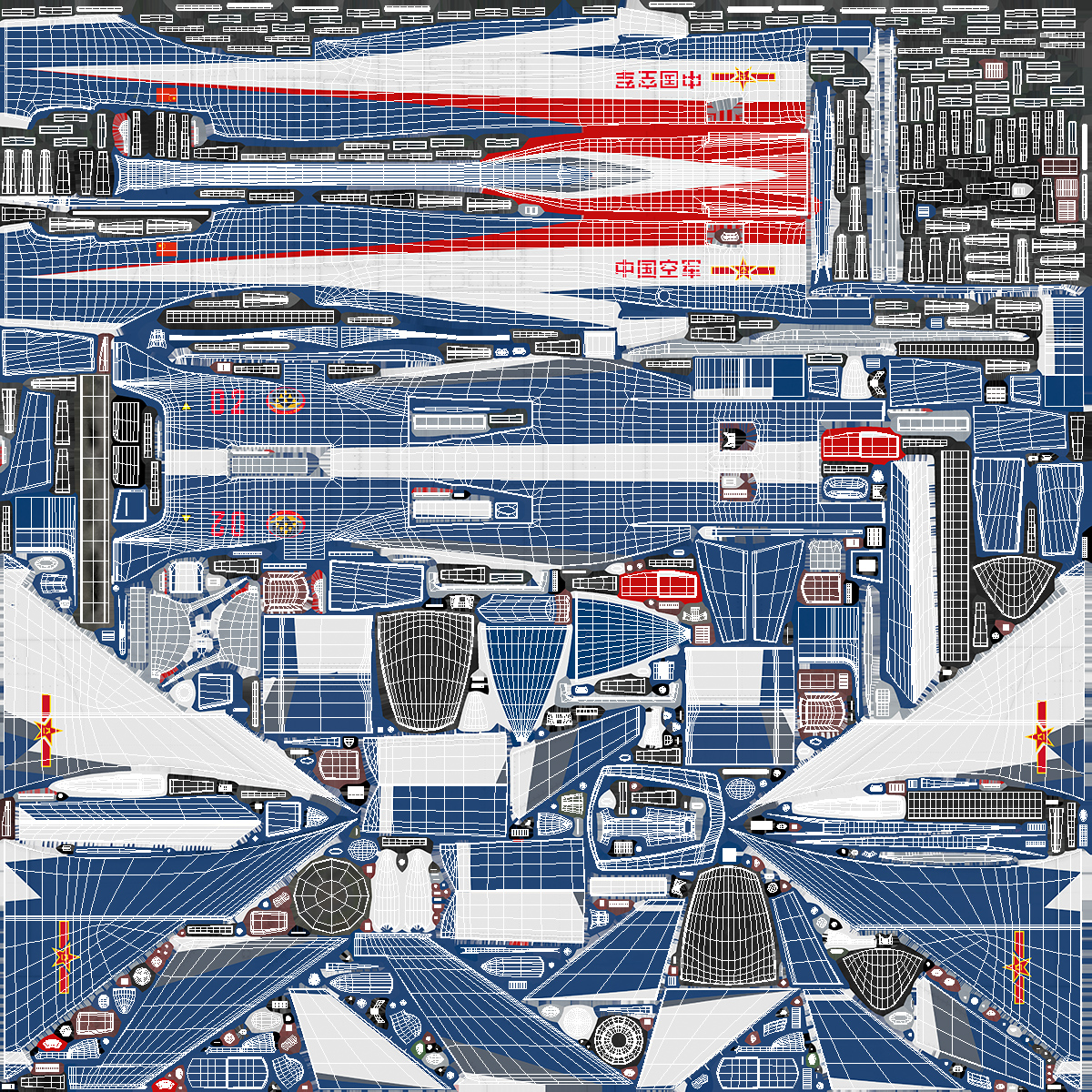 3D PLAAF J10 Vigorous Dragon Aerobatic Team Armament Rigged