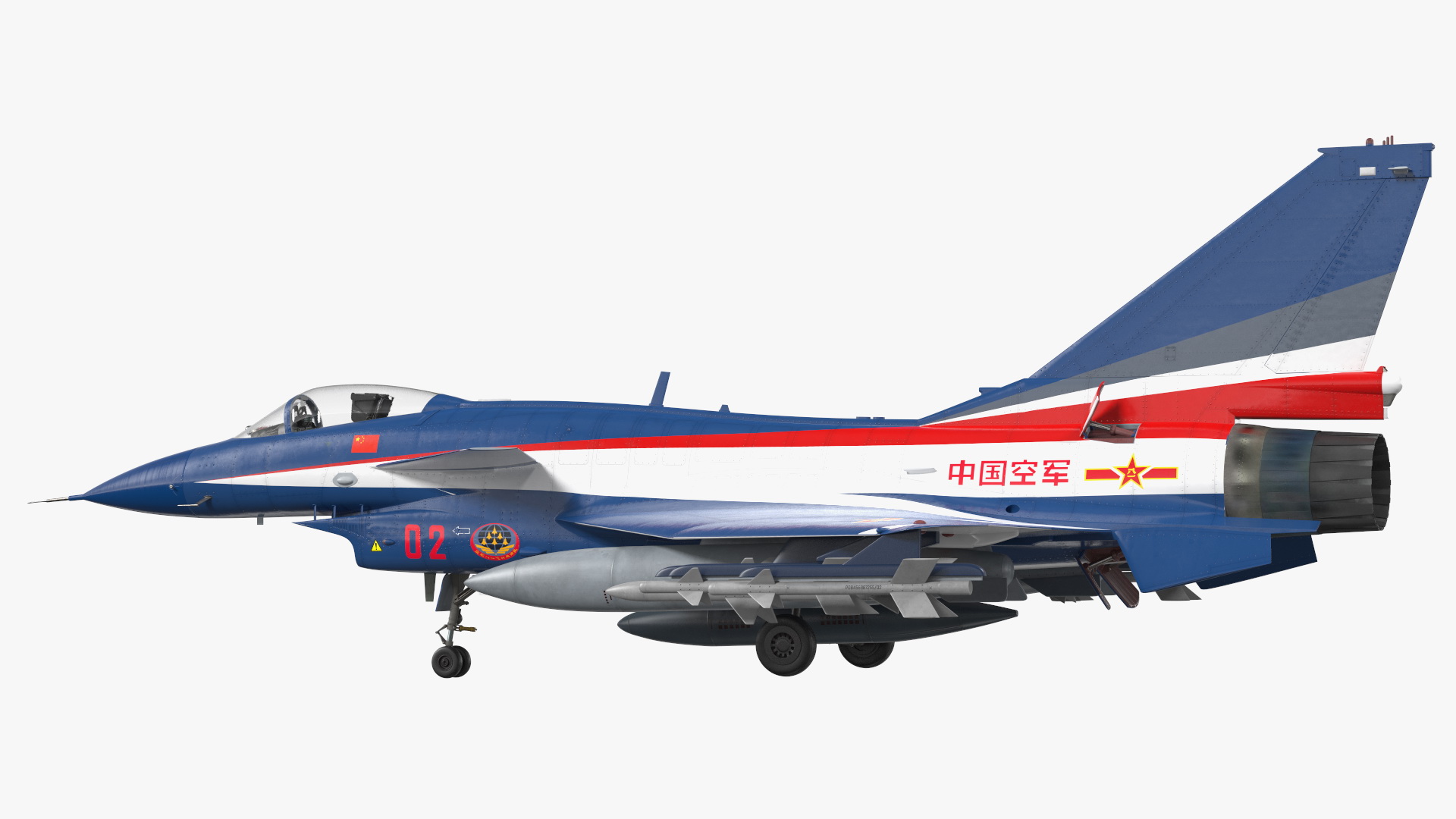3D PLAAF J10 Vigorous Dragon Aerobatic Team Armament Rigged