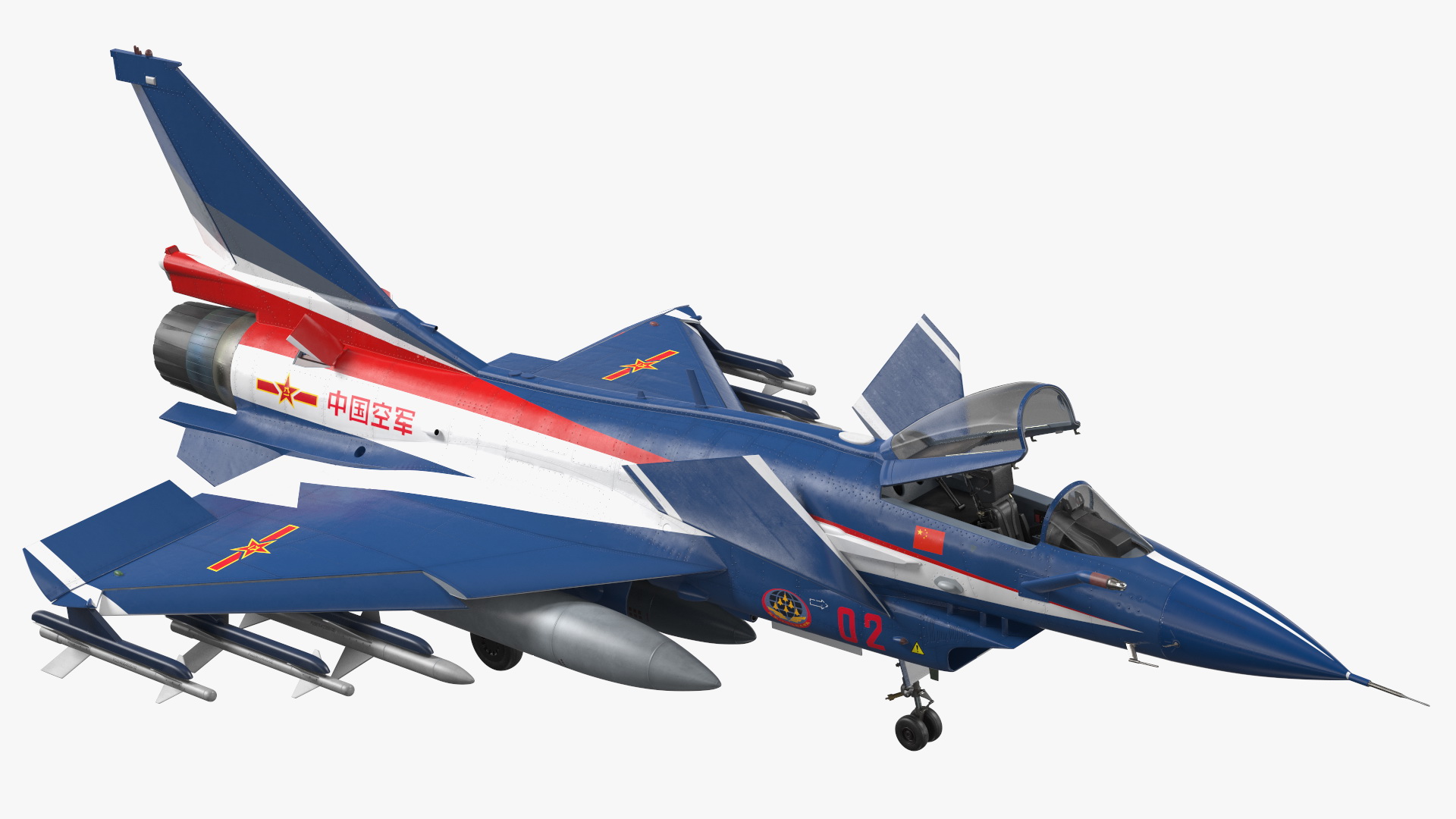 3D PLAAF J10 Vigorous Dragon Aerobatic Team Armament Rigged