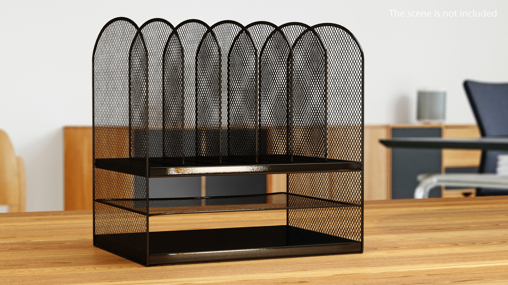 3D Black Mesh Tray Desktop Organizer model