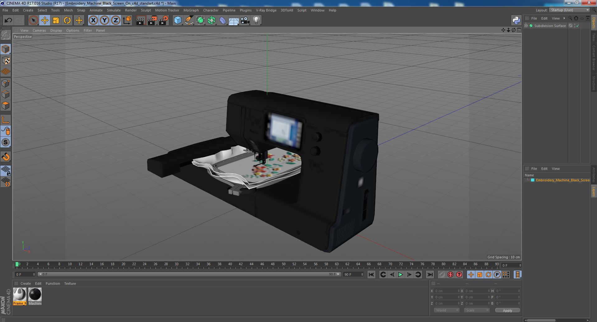Embroidery Machine Black Screen On 3D model