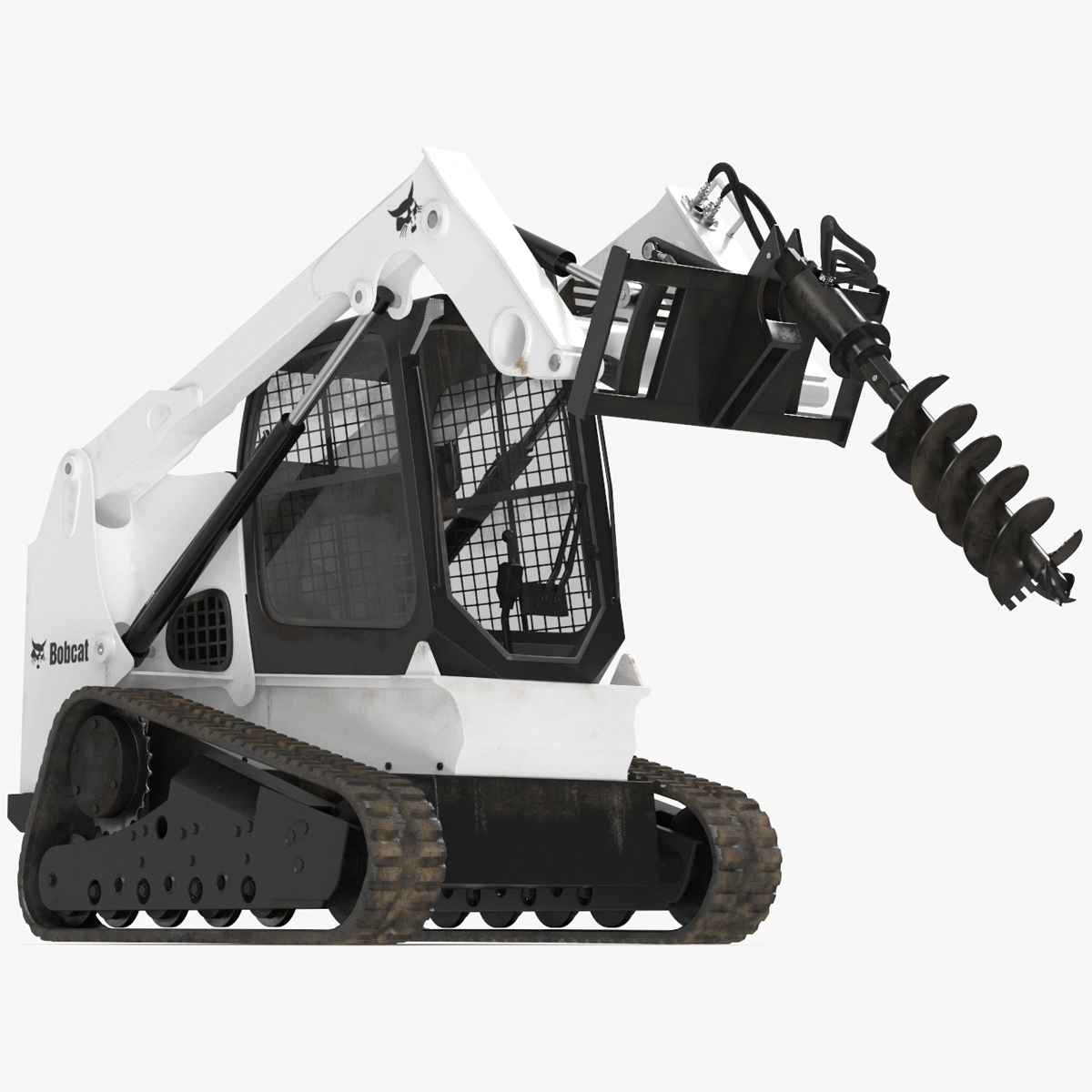 3D Bobcat Track Loader with Auger Rigged for Cinema 4D