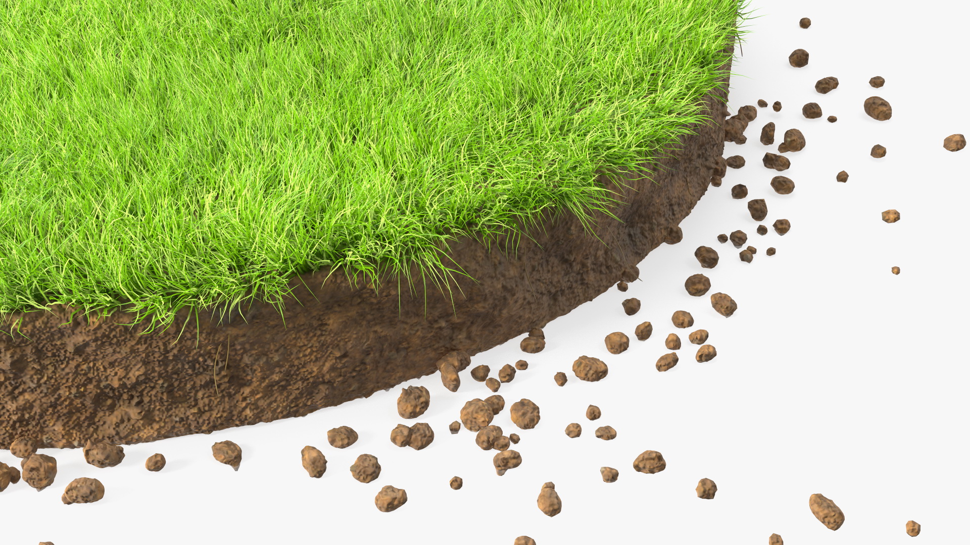3D model Round Soil with Grass Fur