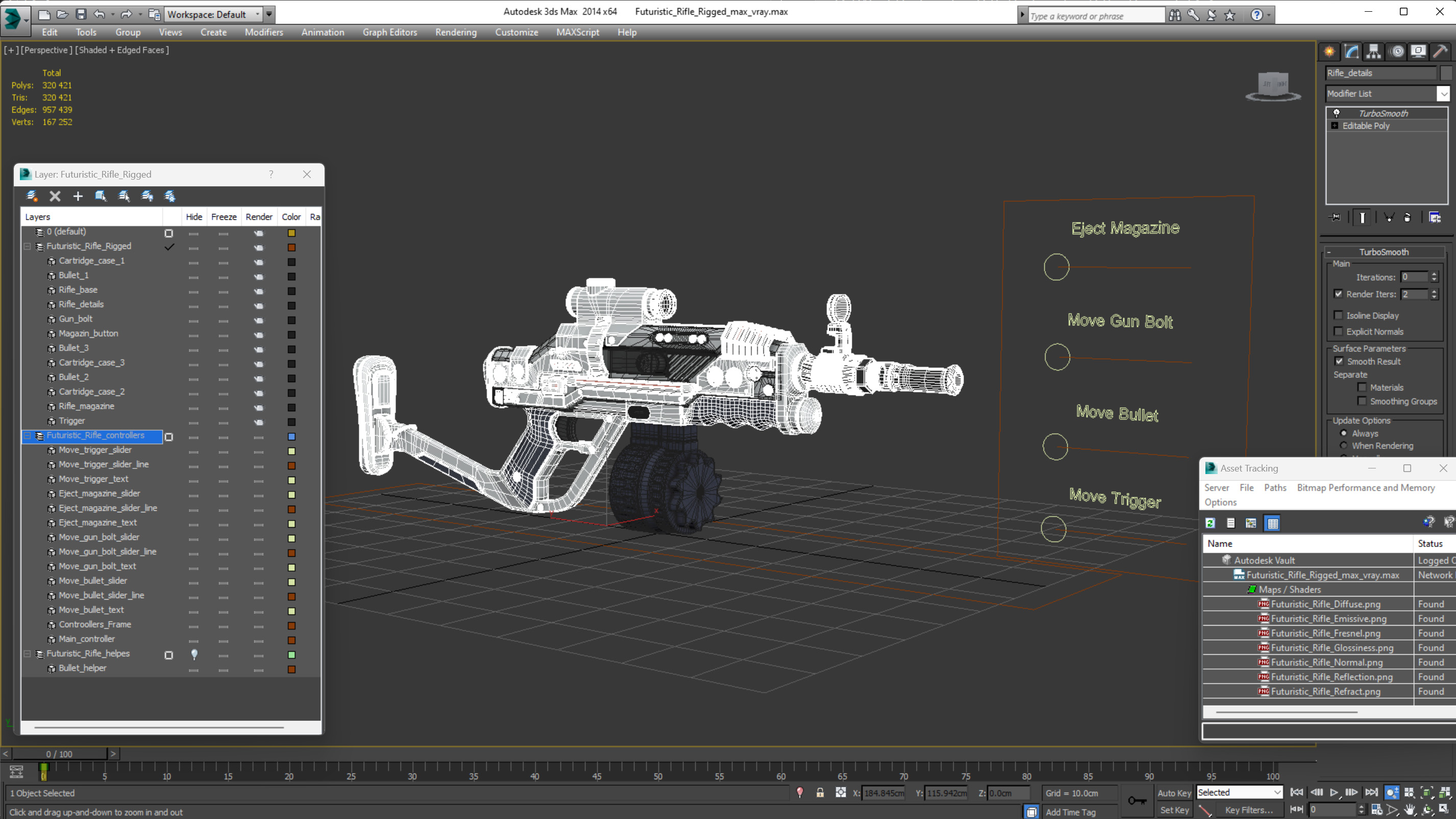 3D Futuristic Rifle Rigged model