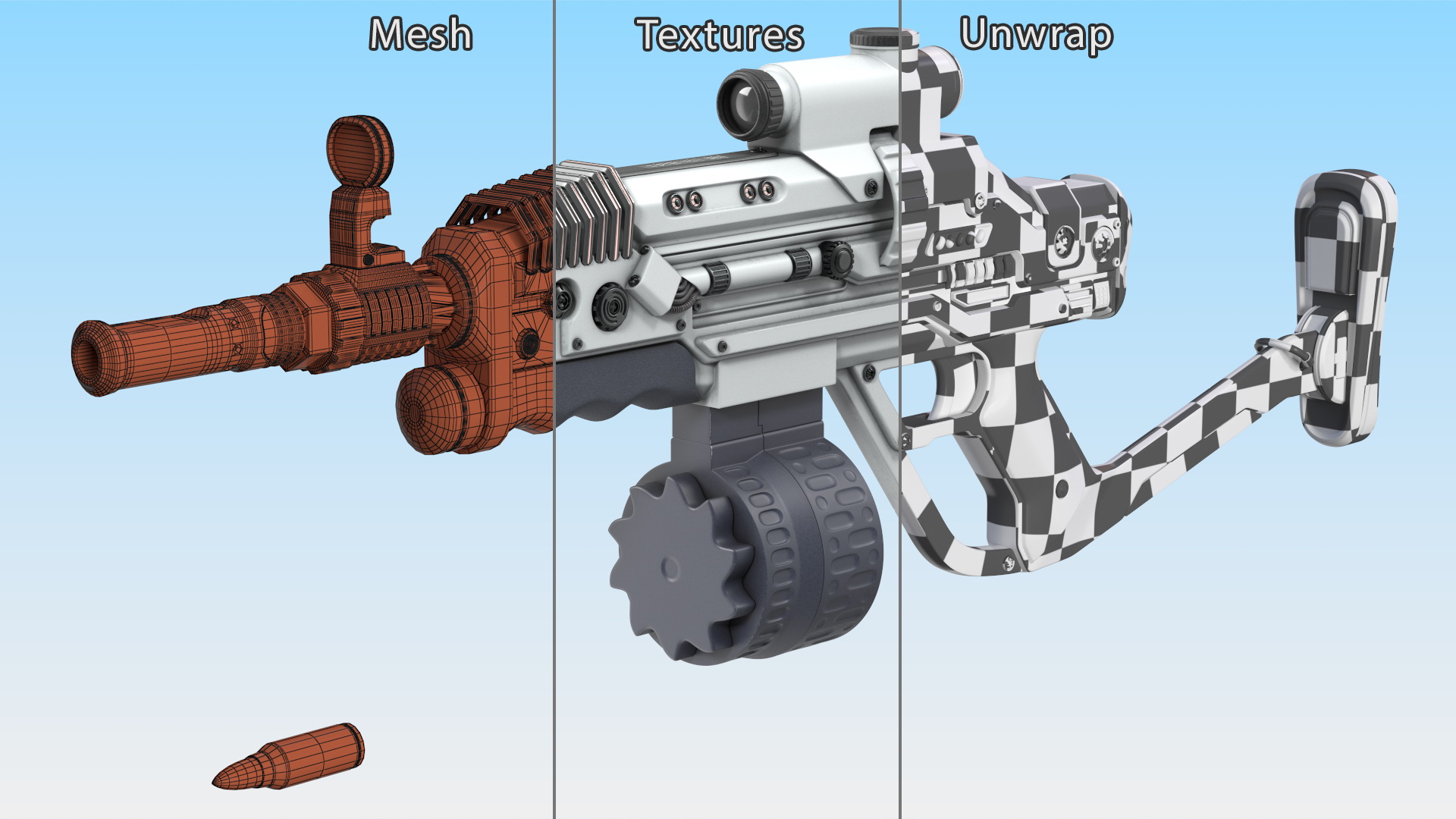 3D Futuristic Rifle Rigged model