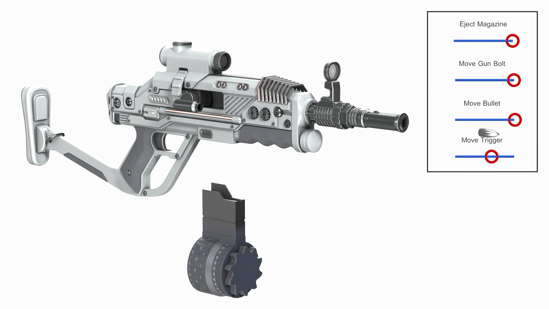 3D Futuristic Rifle Rigged model
