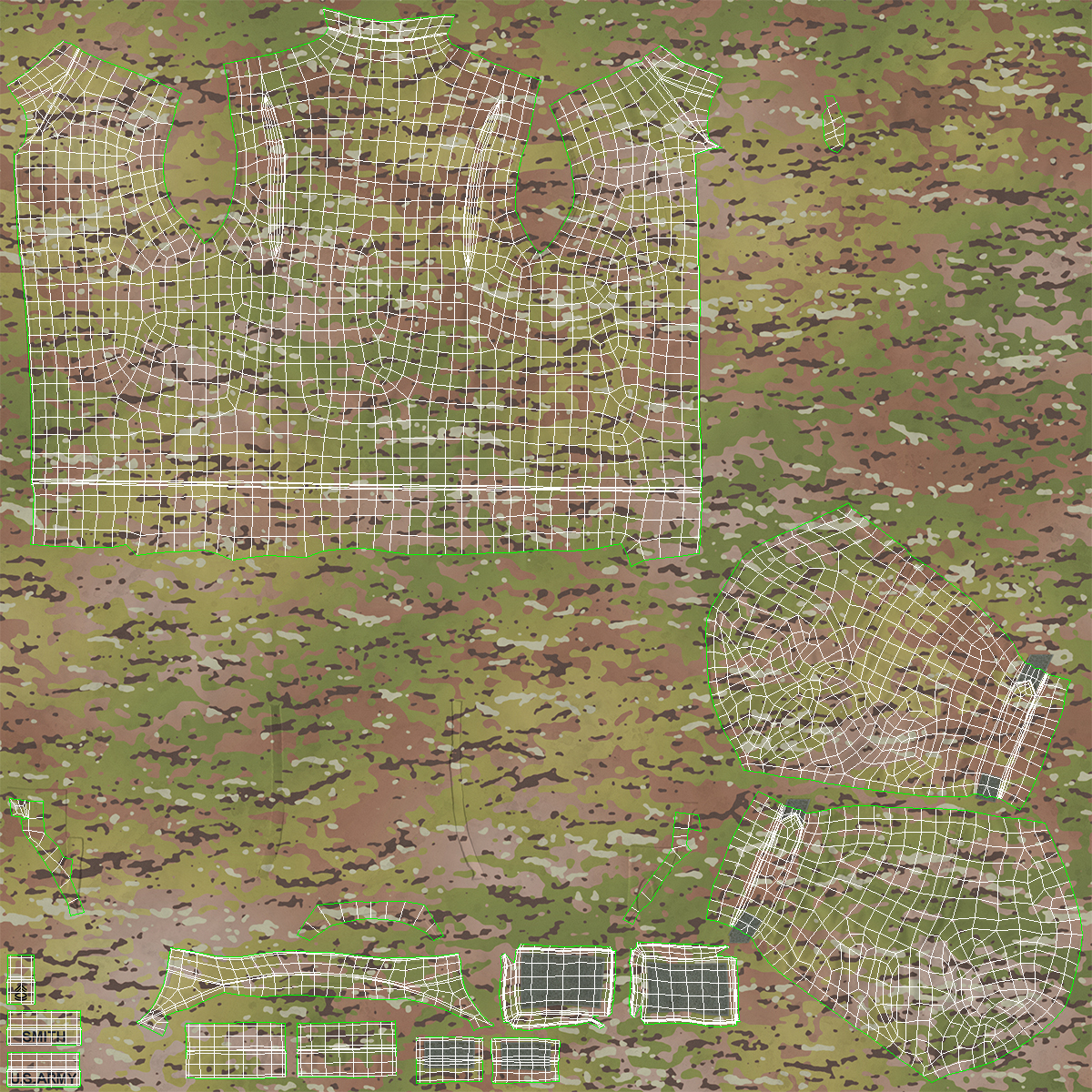 3D US Army Soldier Camo Saluting Fur model