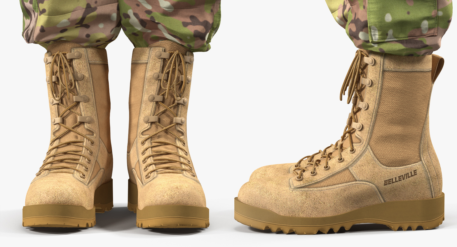 3D US Army Soldier Camo Saluting Fur model