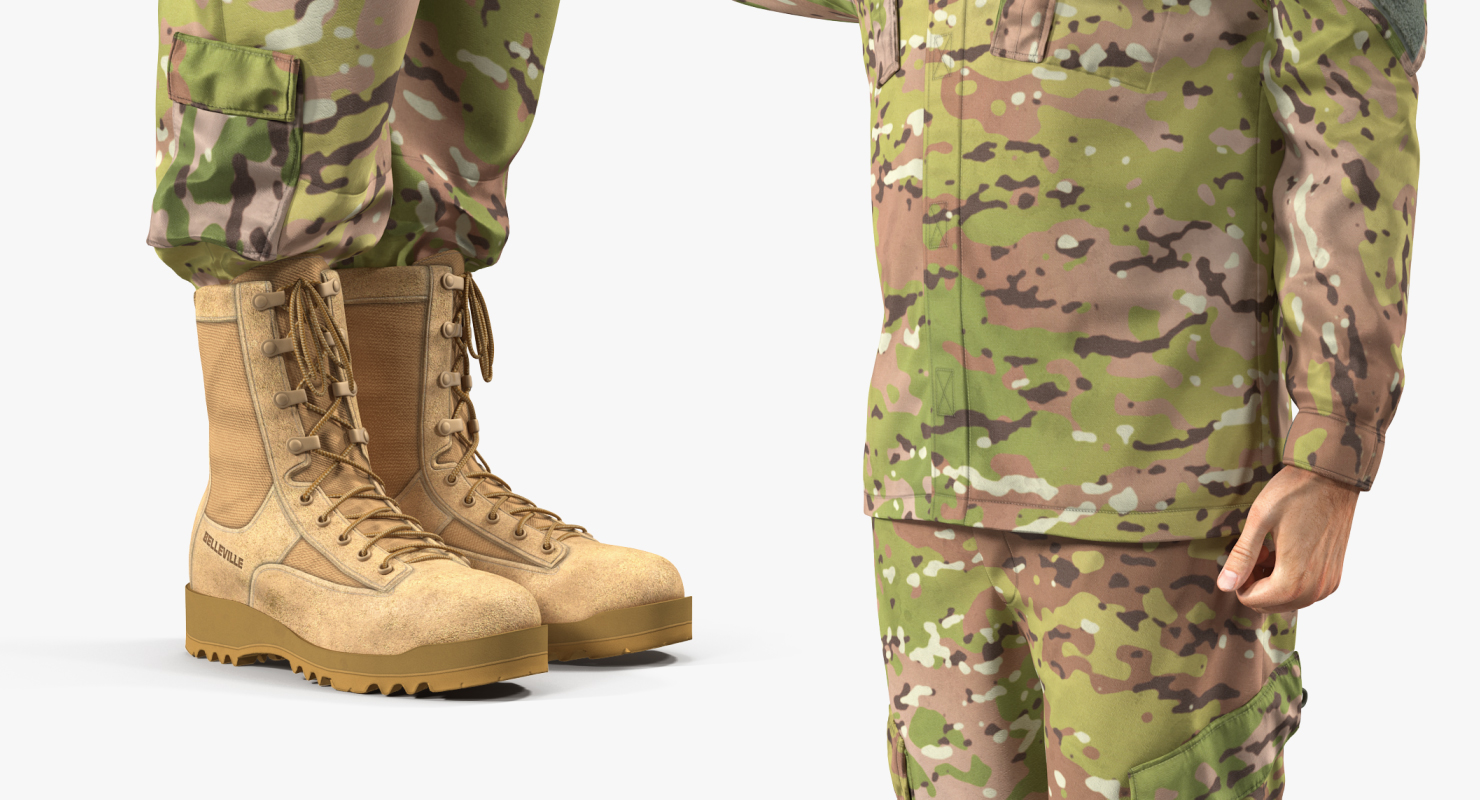 3D US Army Soldier Camo Saluting Fur model