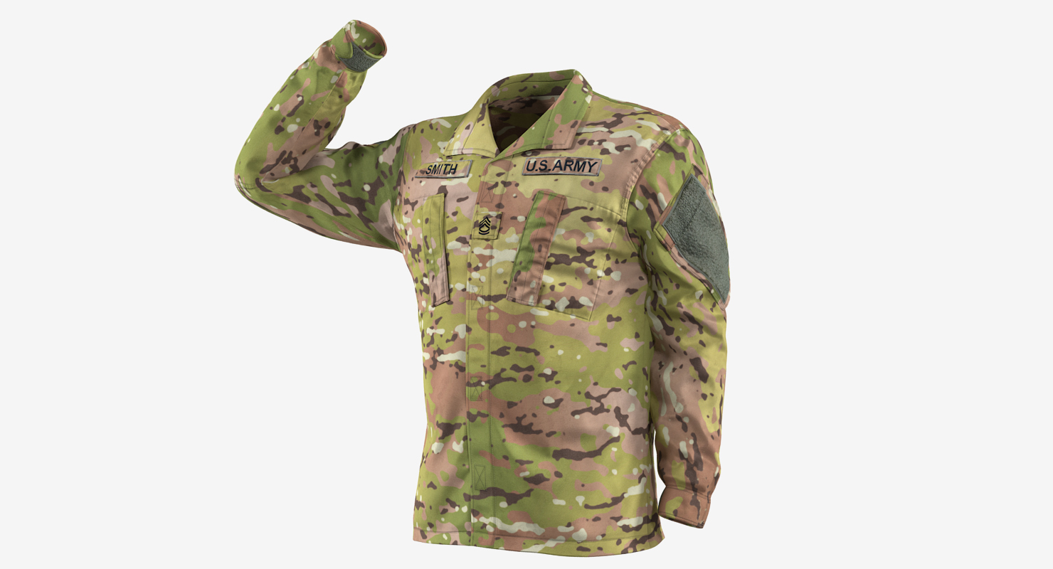 3D US Army Soldier Camo Saluting Fur model