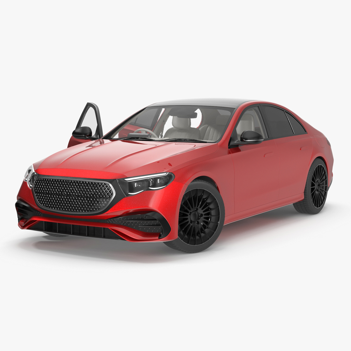 3D Luxury Car Red Sedan Rigged for Maya