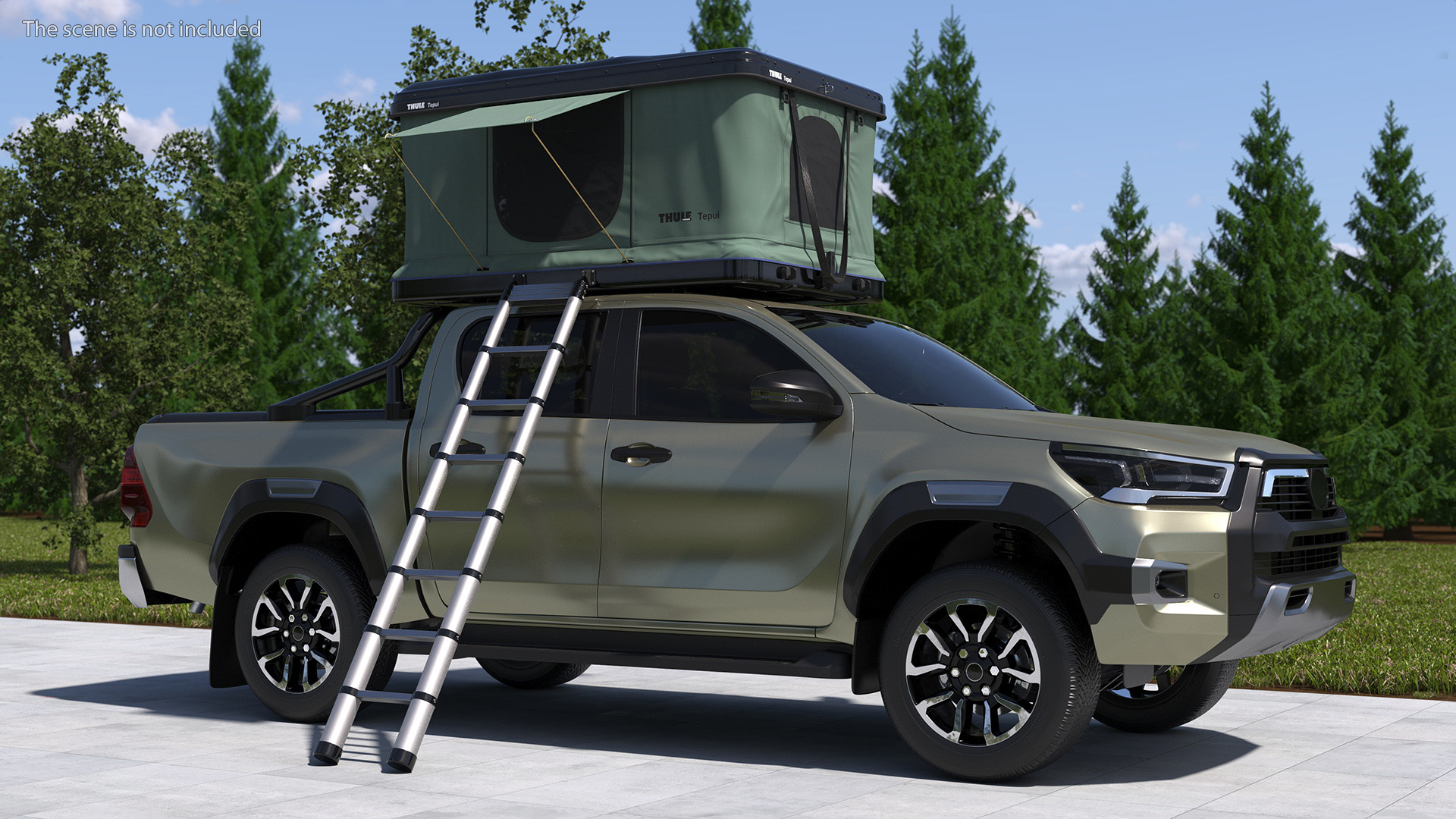 Hardshell Roof Top Tent Thule Basin Unfolded 3D model