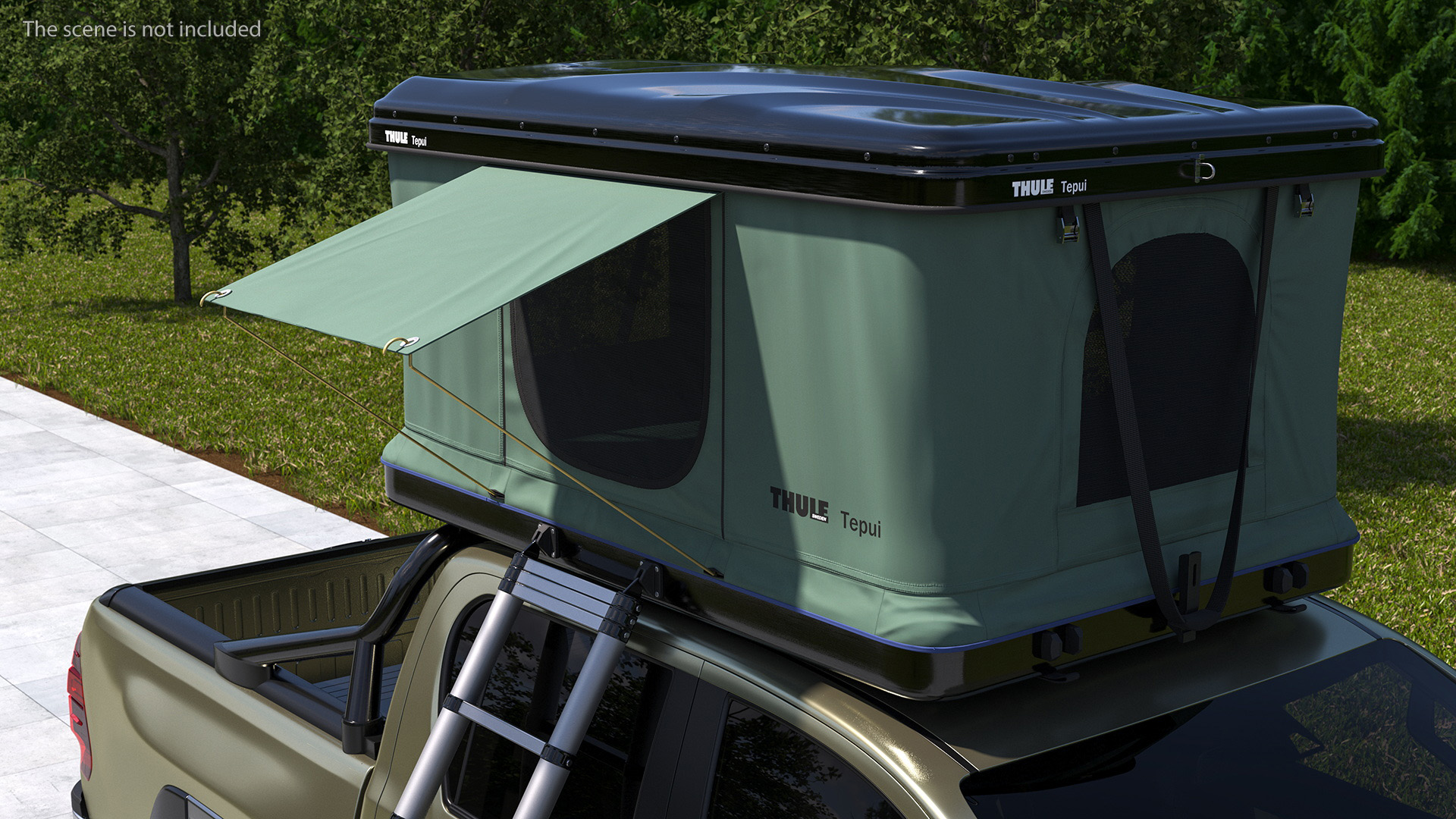 Hardshell Roof Top Tent Thule Basin Unfolded 3D model