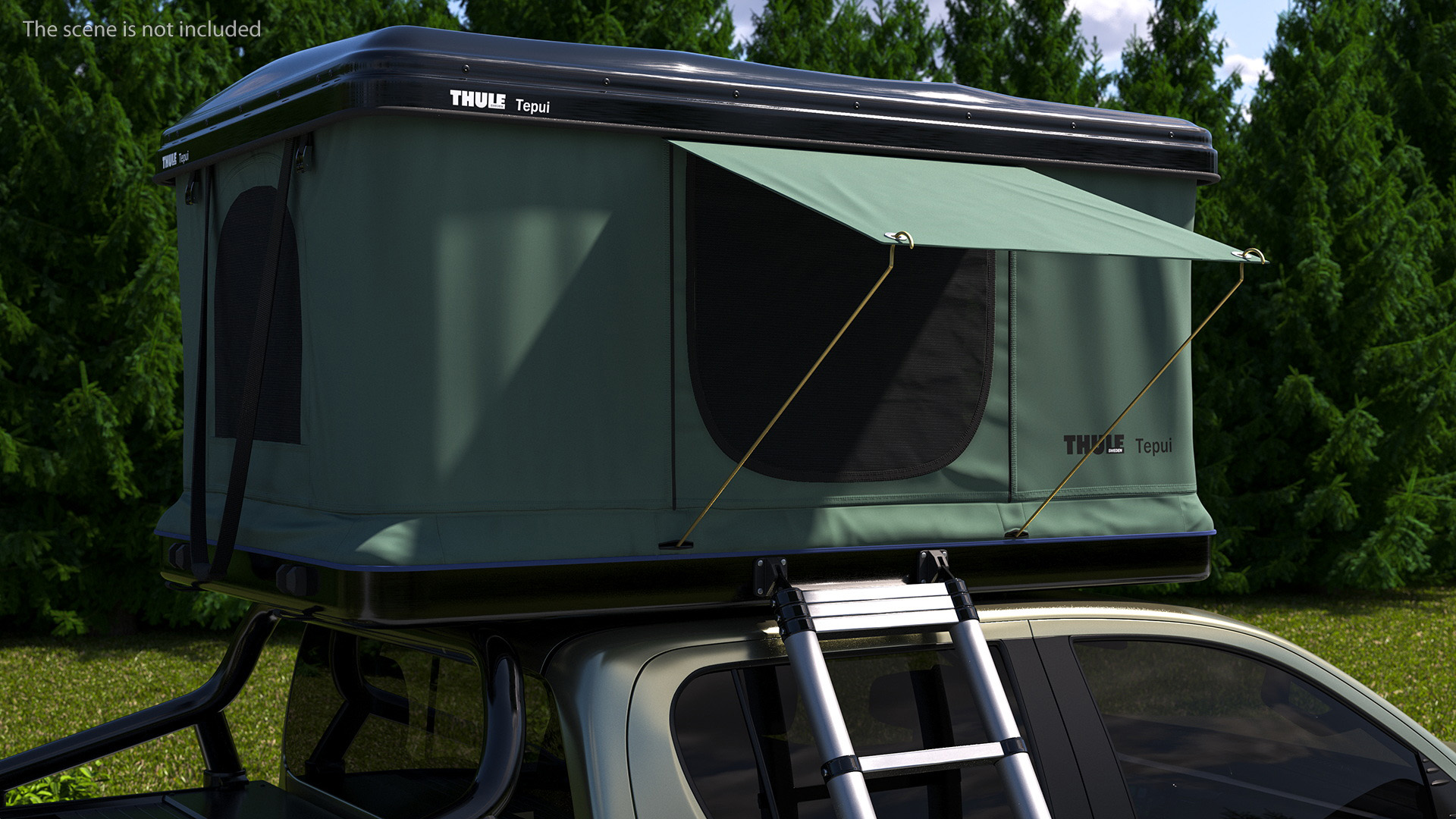 Hardshell Roof Top Tent Thule Basin Unfolded 3D model
