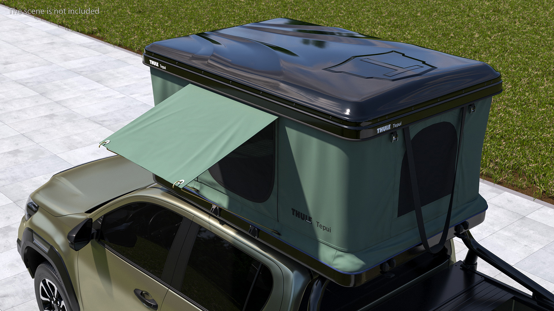 Hardshell Roof Top Tent Thule Basin Unfolded 3D model