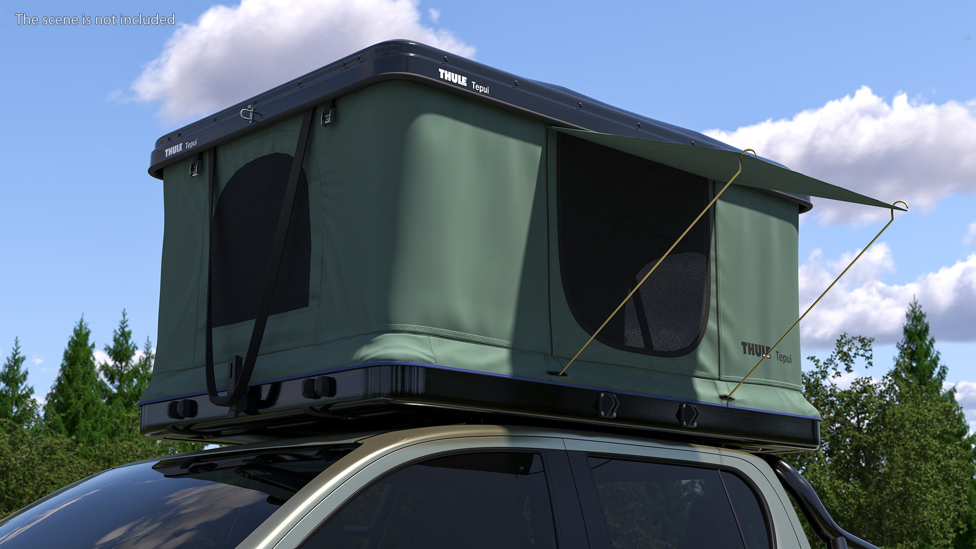 Hardshell Roof Top Tent Thule Basin Unfolded 3D model